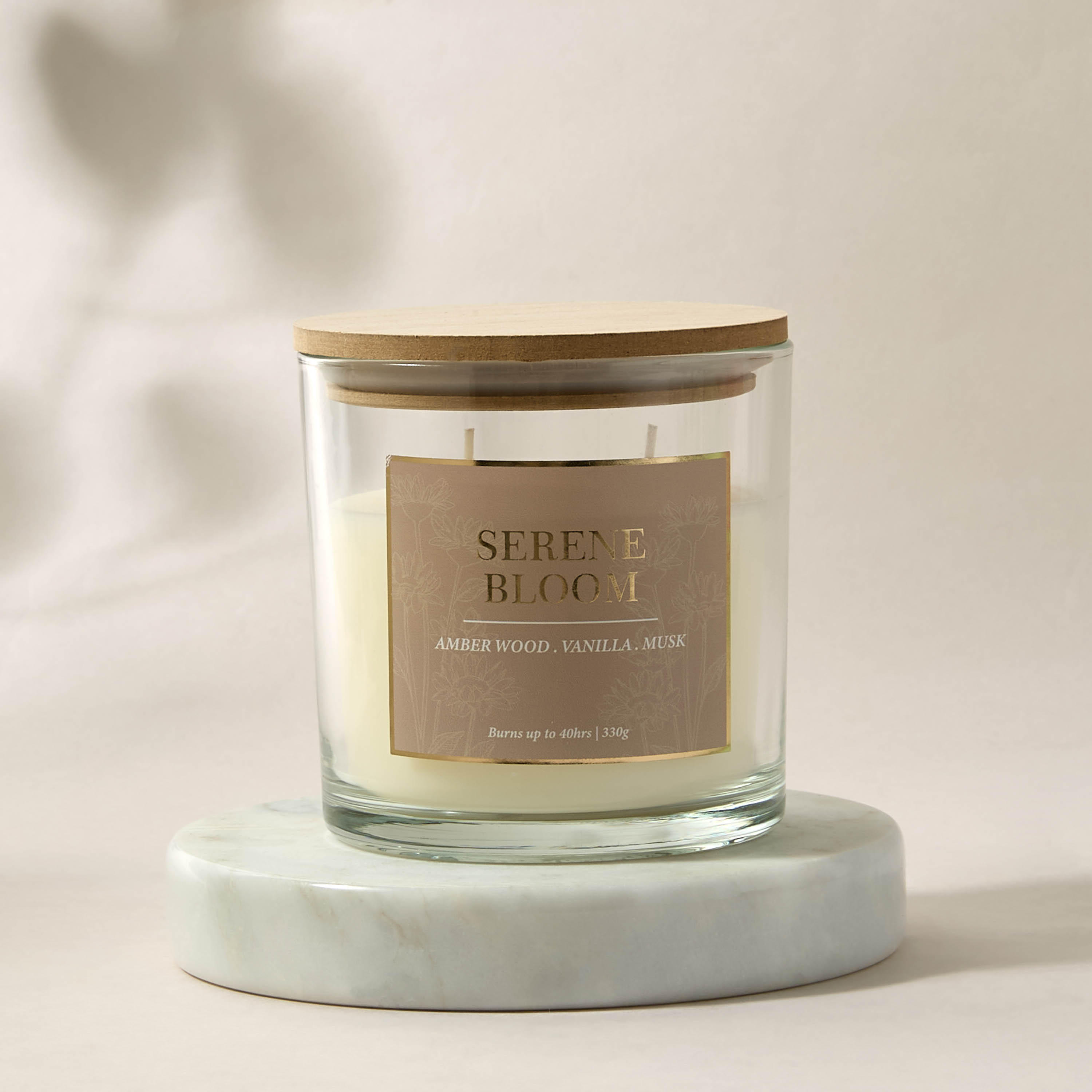 Aura Luxe Jar Candle 330gms Serene Bloom- Clear-household-homefragrance-candles-image-2