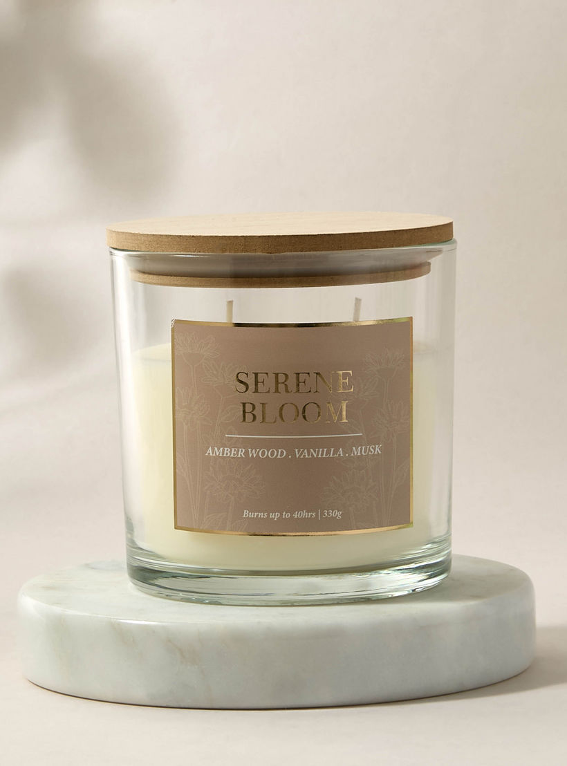 Aura Luxe Jar Candle 330gms Serene Bloom- Clear-household-homefragrance-candles-image-2