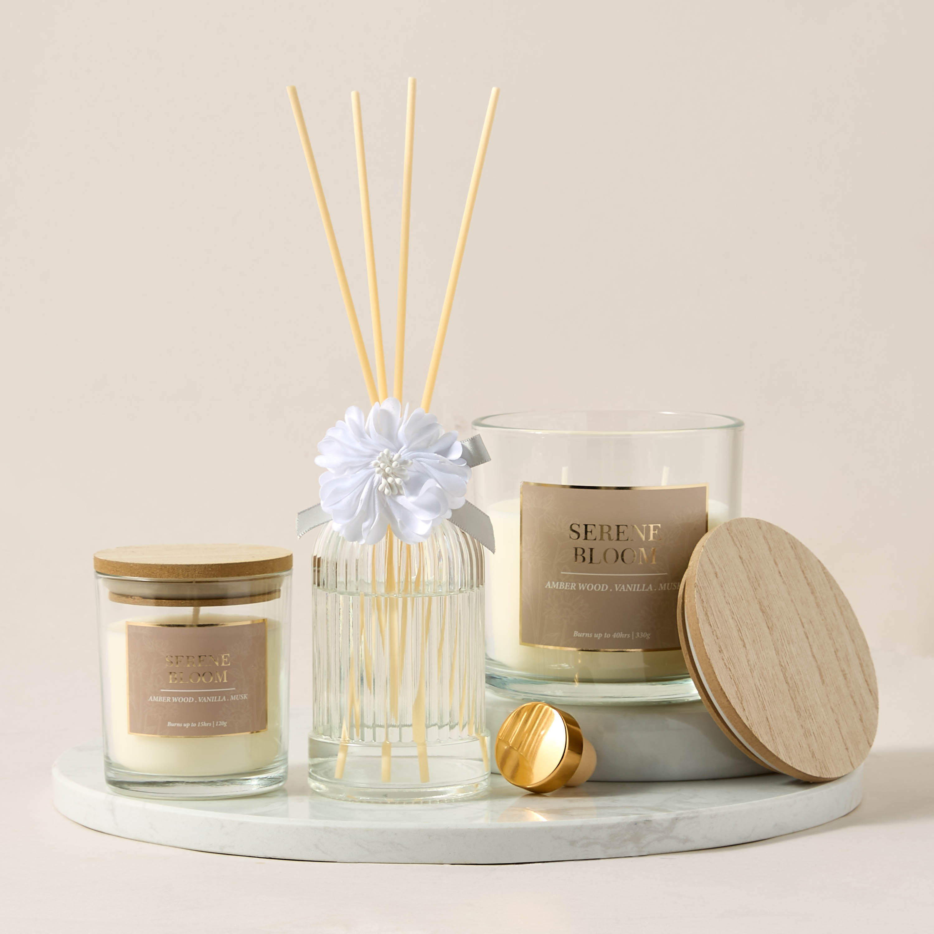 Aura Luxe Jar Candle 330gms Serene Bloom- Clear-household-homefragrance-candles-image-6