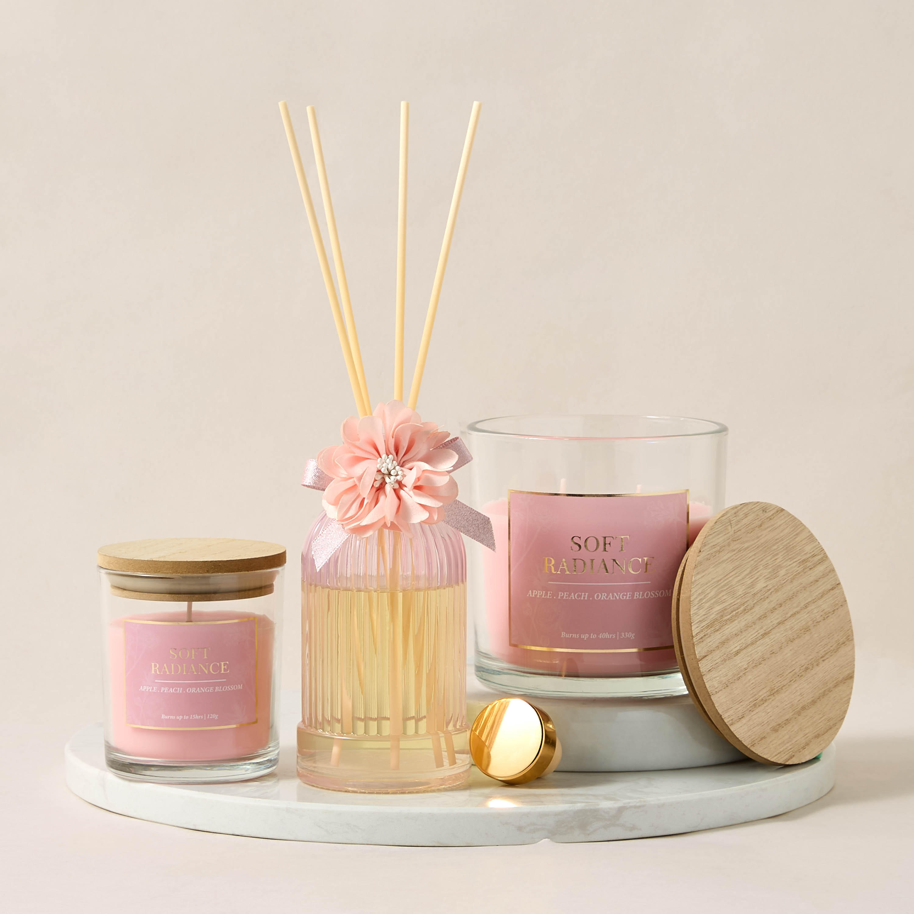 Aura Luxe Jar Candle 330gms Soft Radiance- Pink-household-homefragrance-candles-image-6