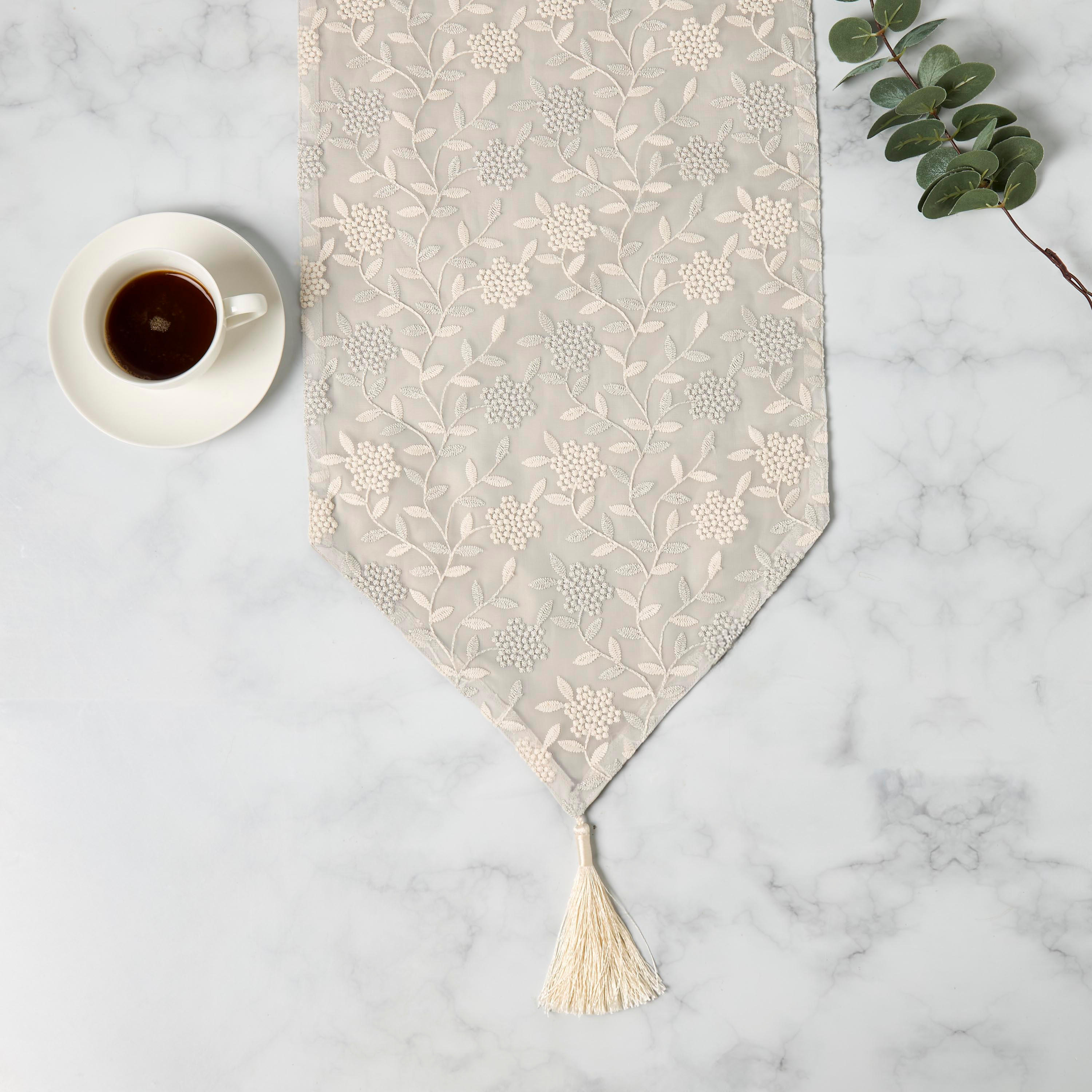 Zari Embroidered Table Runner with Tassels - 260x33 cms-household-dining-tablelinen-runnersandtablecovers-image-2
