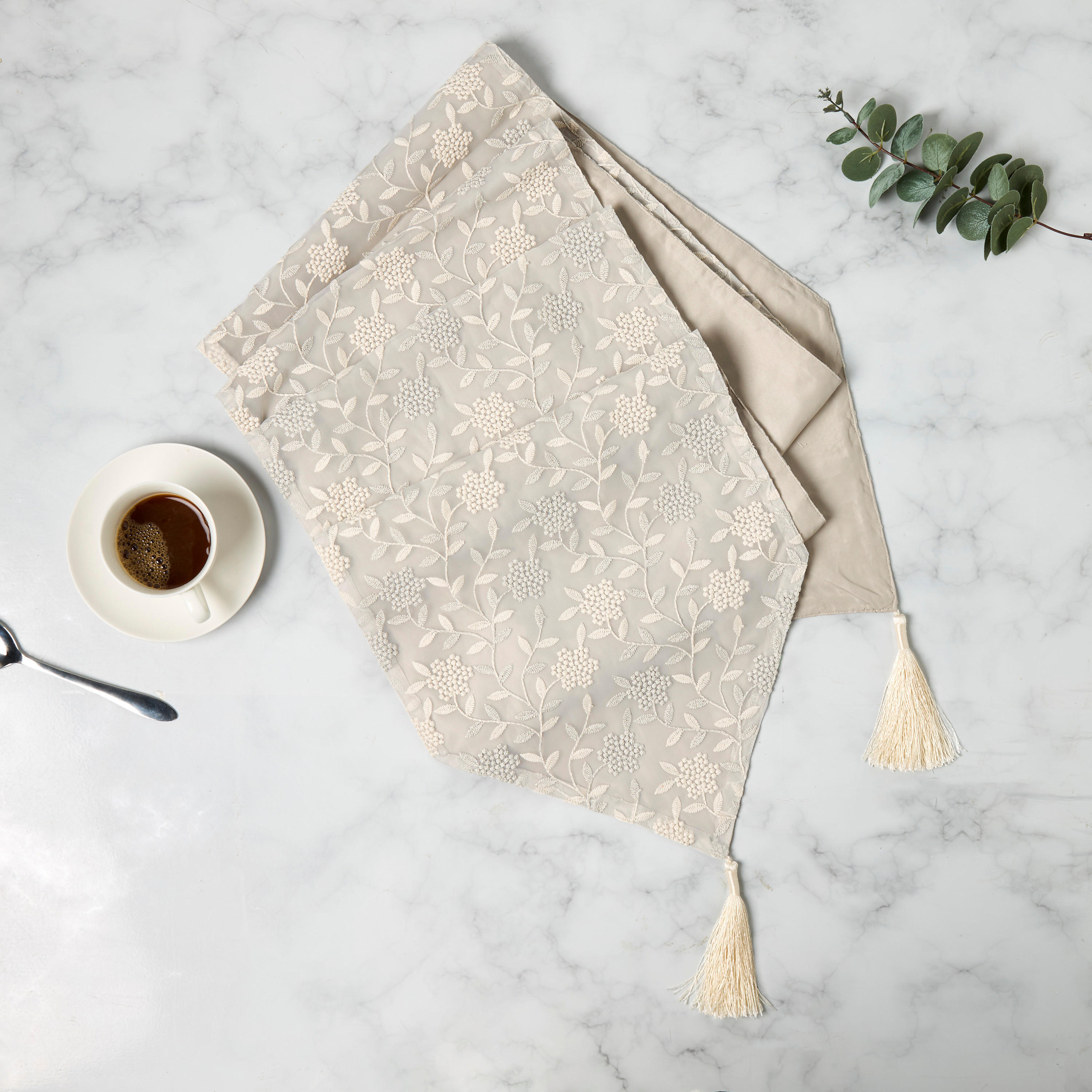 Zari Embroidered Table Runner with Tassels - 180x33 cms-household-dining-tablelinen-runnersandtablecovers-image-1