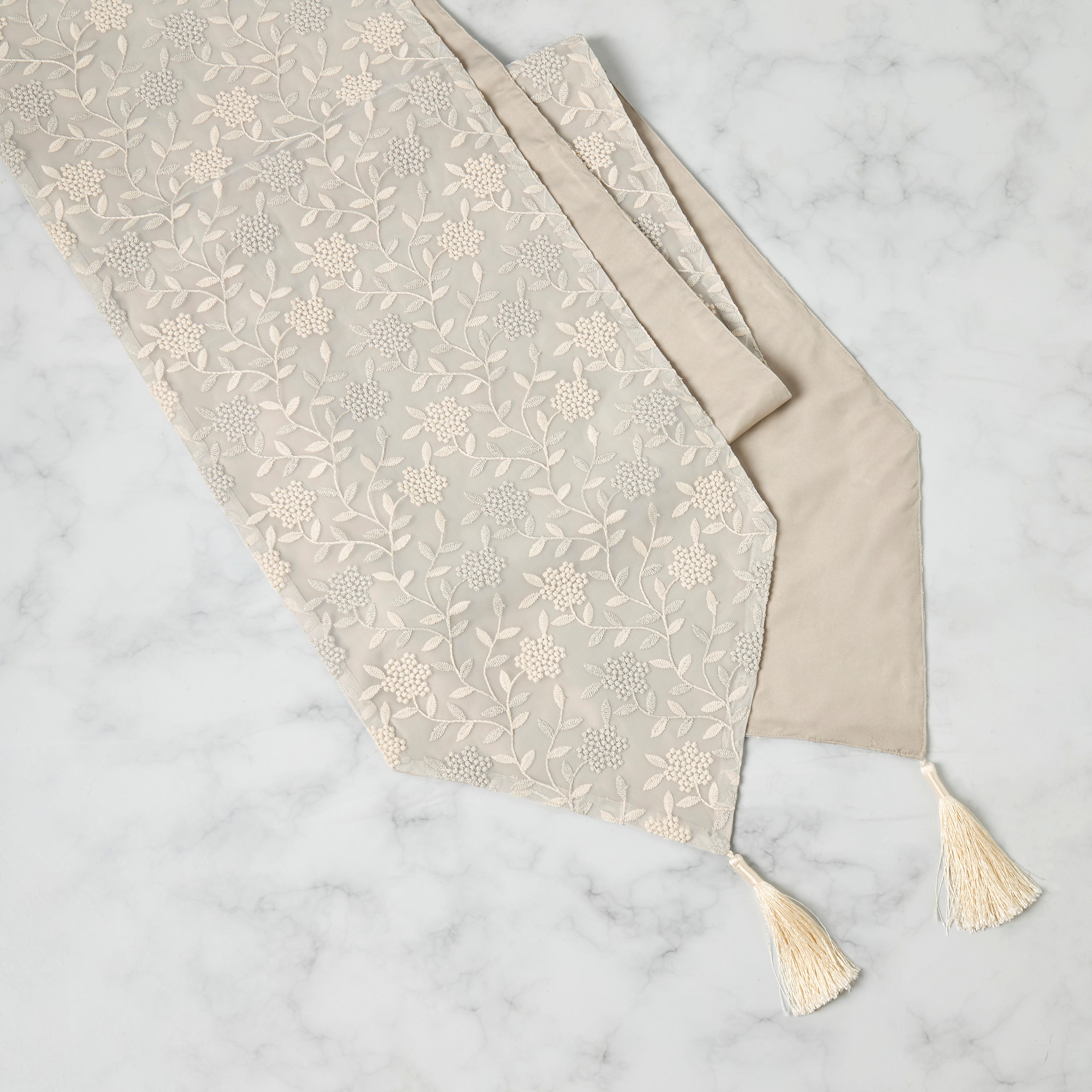 Zari Embroidered Table Runner with Tassels - 180x33 cms-household-dining-tablelinen-runnersandtablecovers-image-3