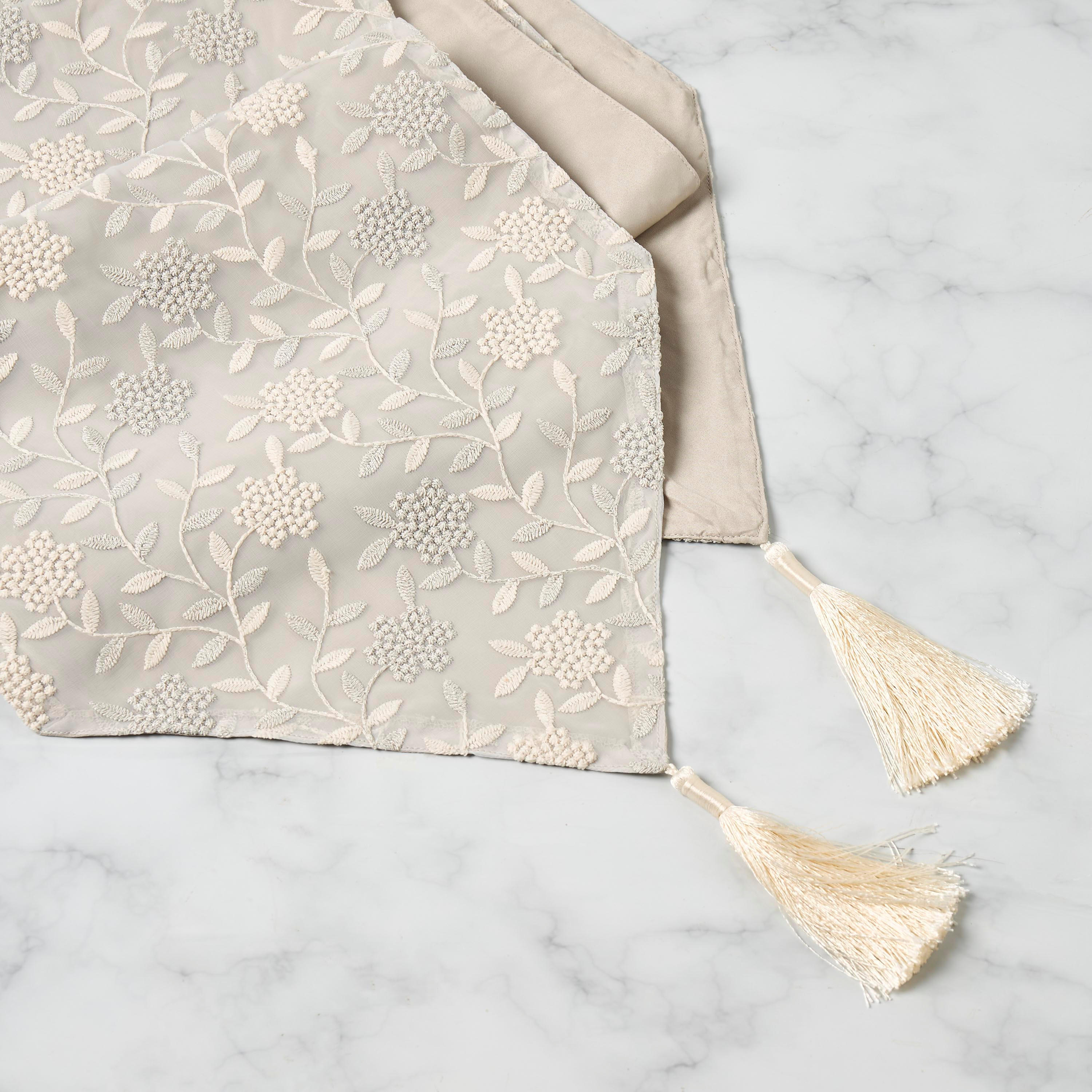 Zari Embroidered Table Runner with Tassels - 180x33 cms-household-dining-tablelinen-runnersandtablecovers-image-5
