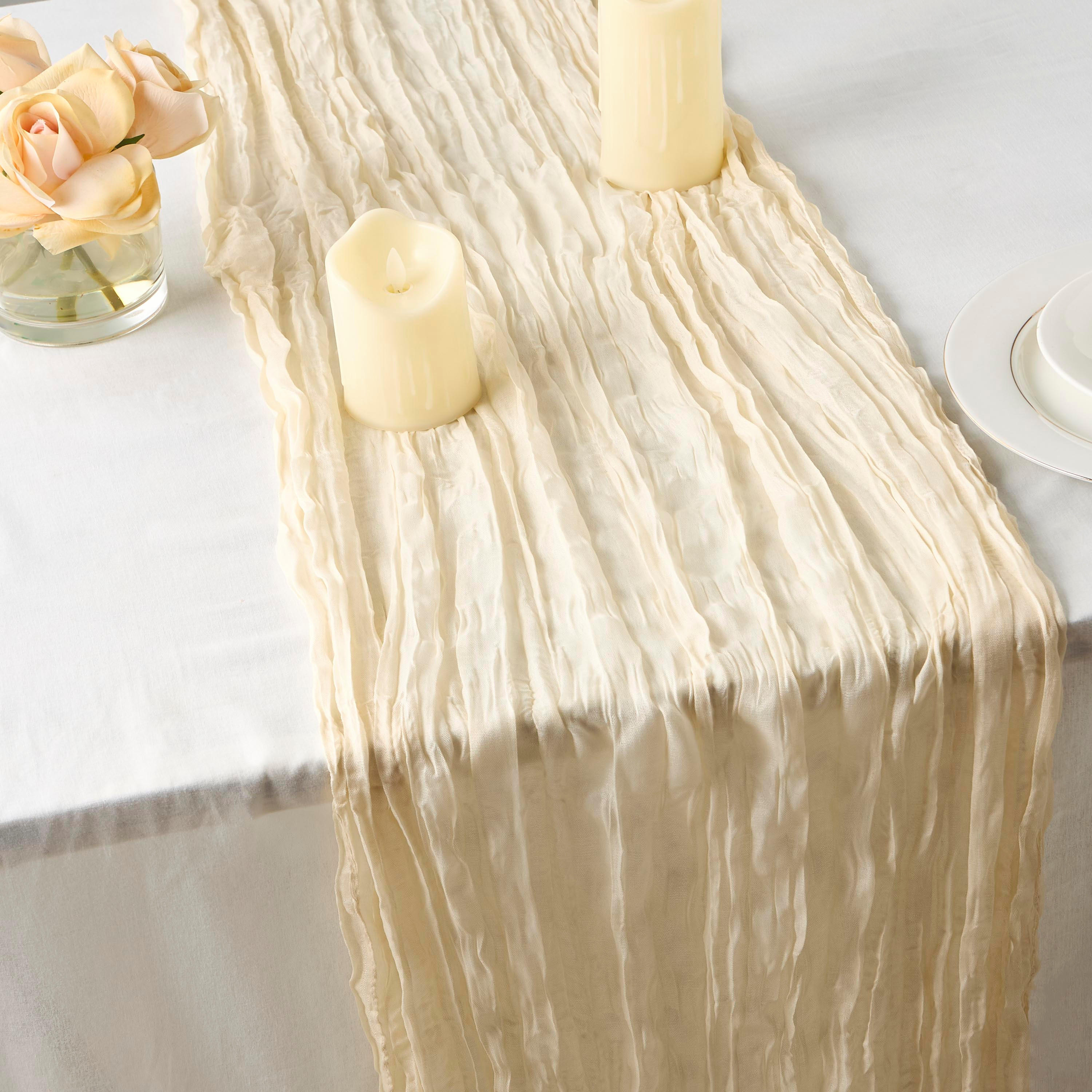 Crinkled Texture Table Runner - 90x180 cms-household-dining-tablelinen-runnersandtablecovers-image-1