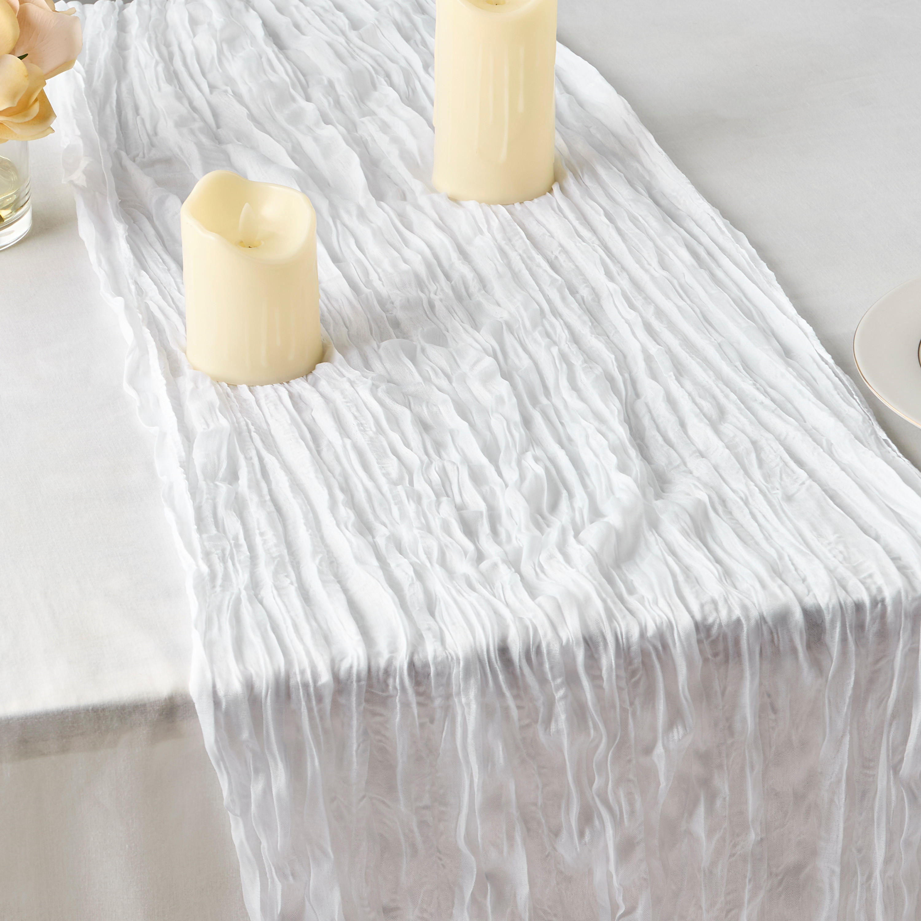 Crinkled Texture Table Runner - 90x180 cms-household-dining-tablelinen-runnersandtablecovers-image-1