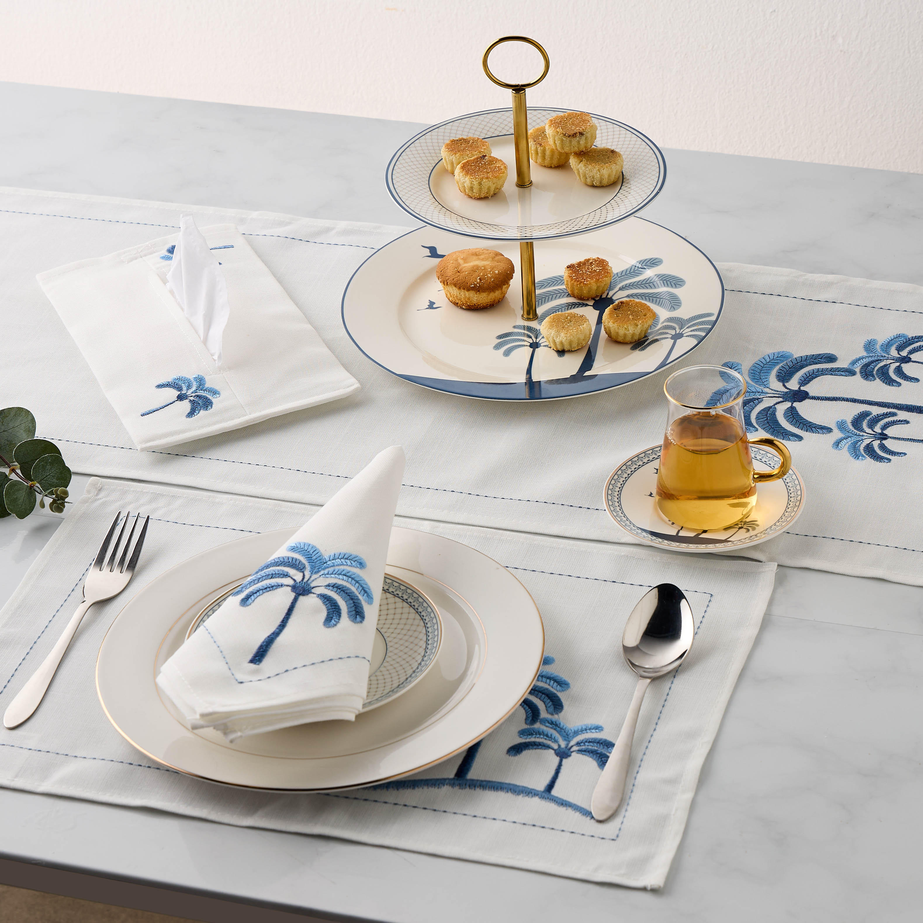 Palm Tree Embroidered 4-Piece Placemat Set - 45x30 cms-household-dining-tablelinen-placemats-image-5