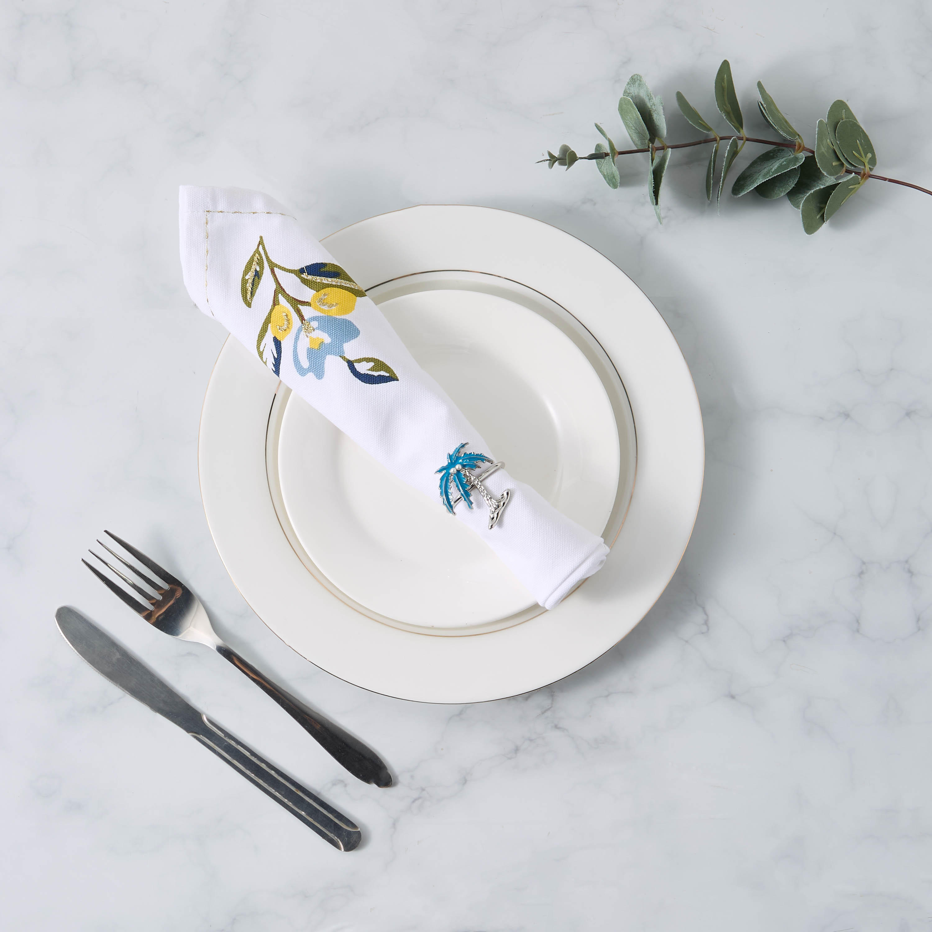 Floral Textured Napkin Ring - Set of 4-household-dining-tablelinen-napkinsandaccessories-image-2