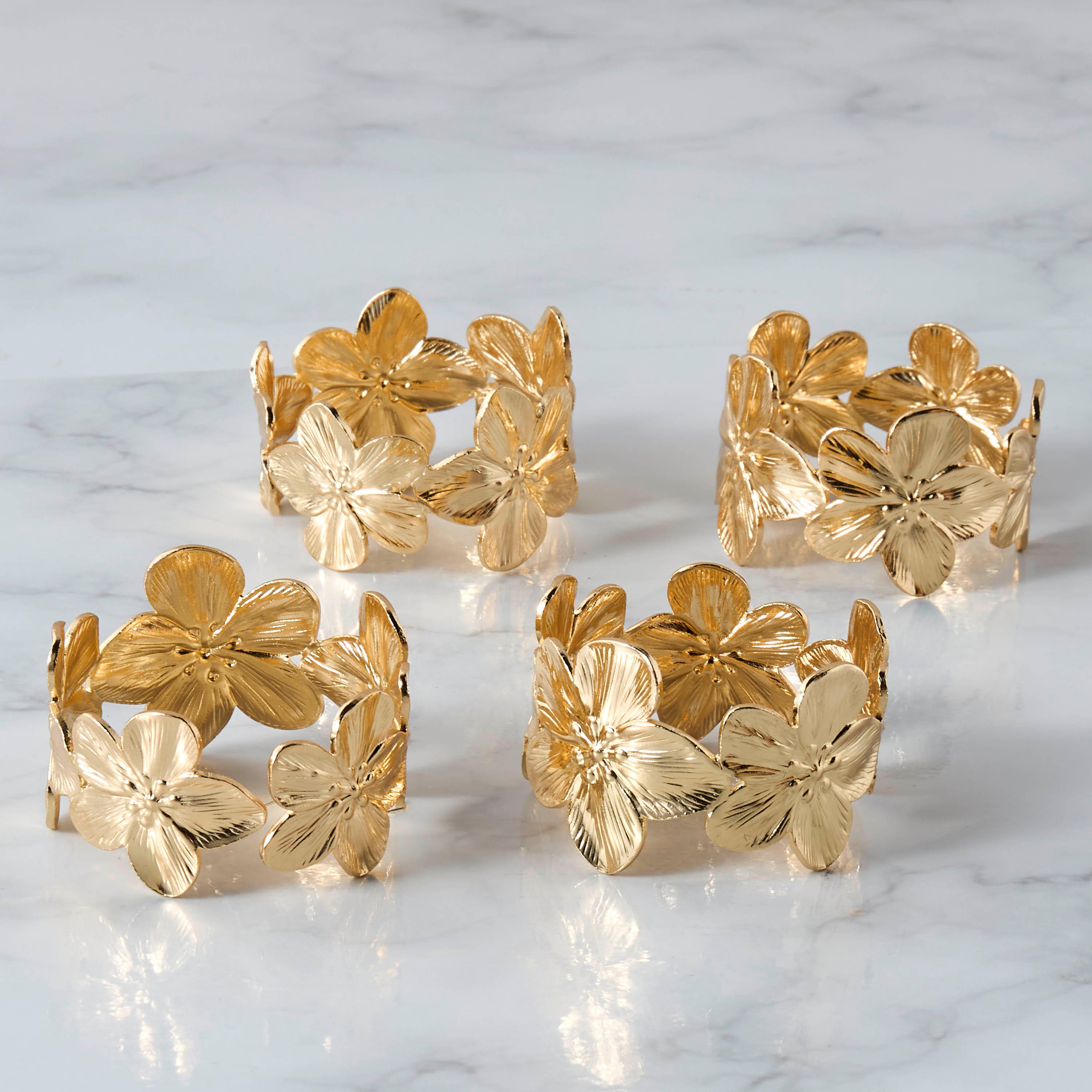 Floral Textured Napkin Ring - Set of 4-household-dining-tablelinen-napkinsandaccessories-image-1