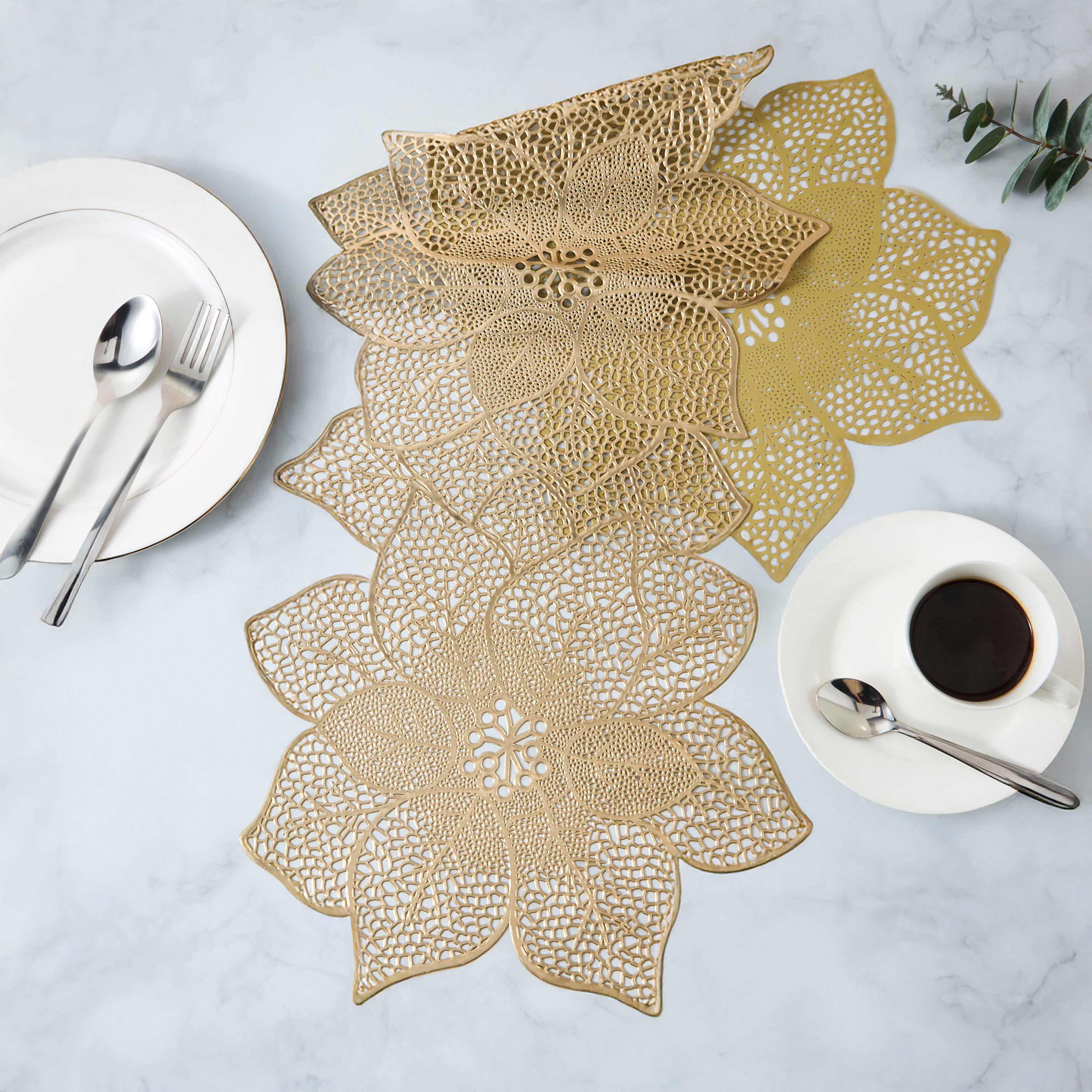 Hibiscus Floral Shaped Table Runner - 91x35 cms-household-dining-tablelinen-runnersandtablecovers-image-1