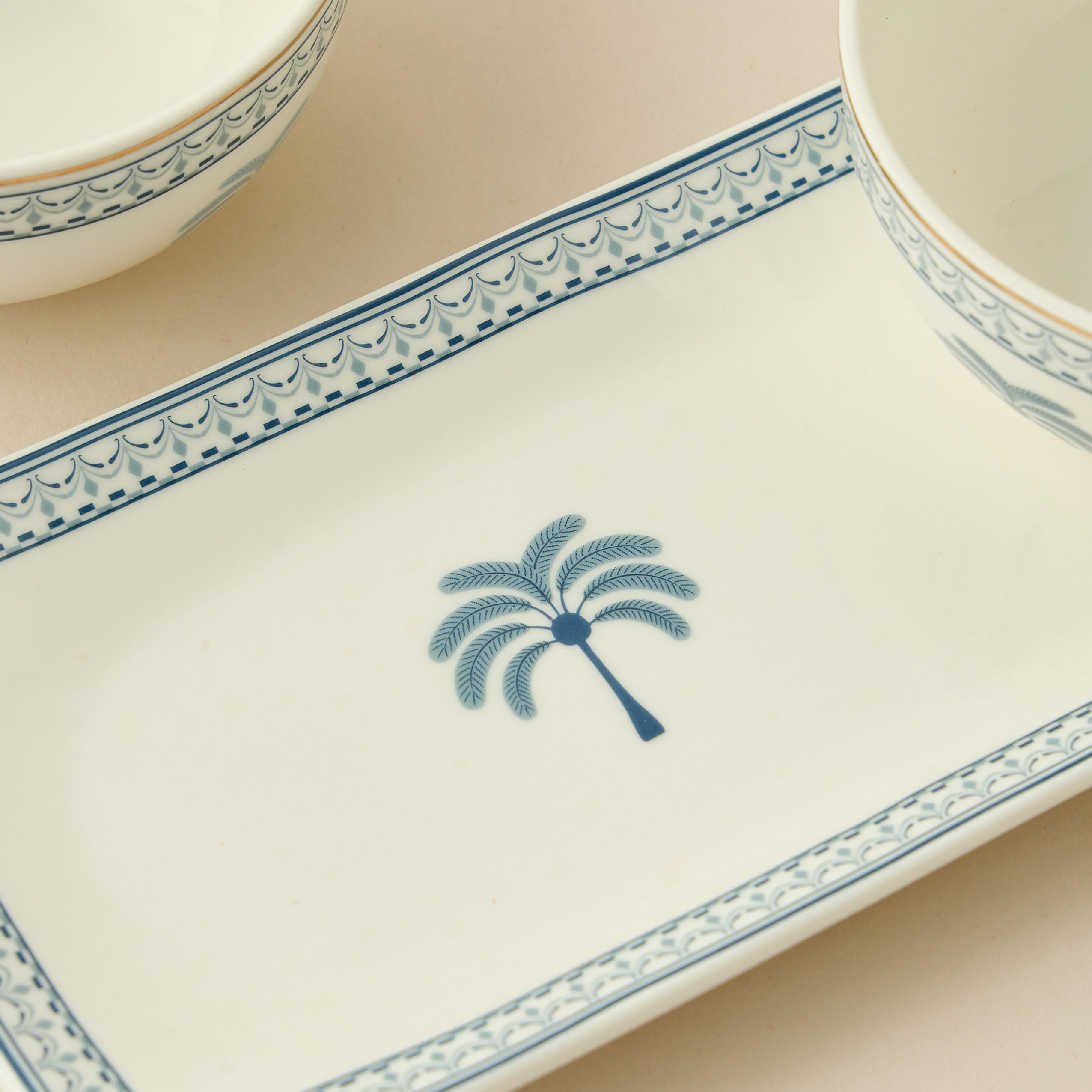 Palm Tree Print 3-Piece Bone China Serving Bowl Set with Tray-household-dining-serveware-servingtrays-image-3