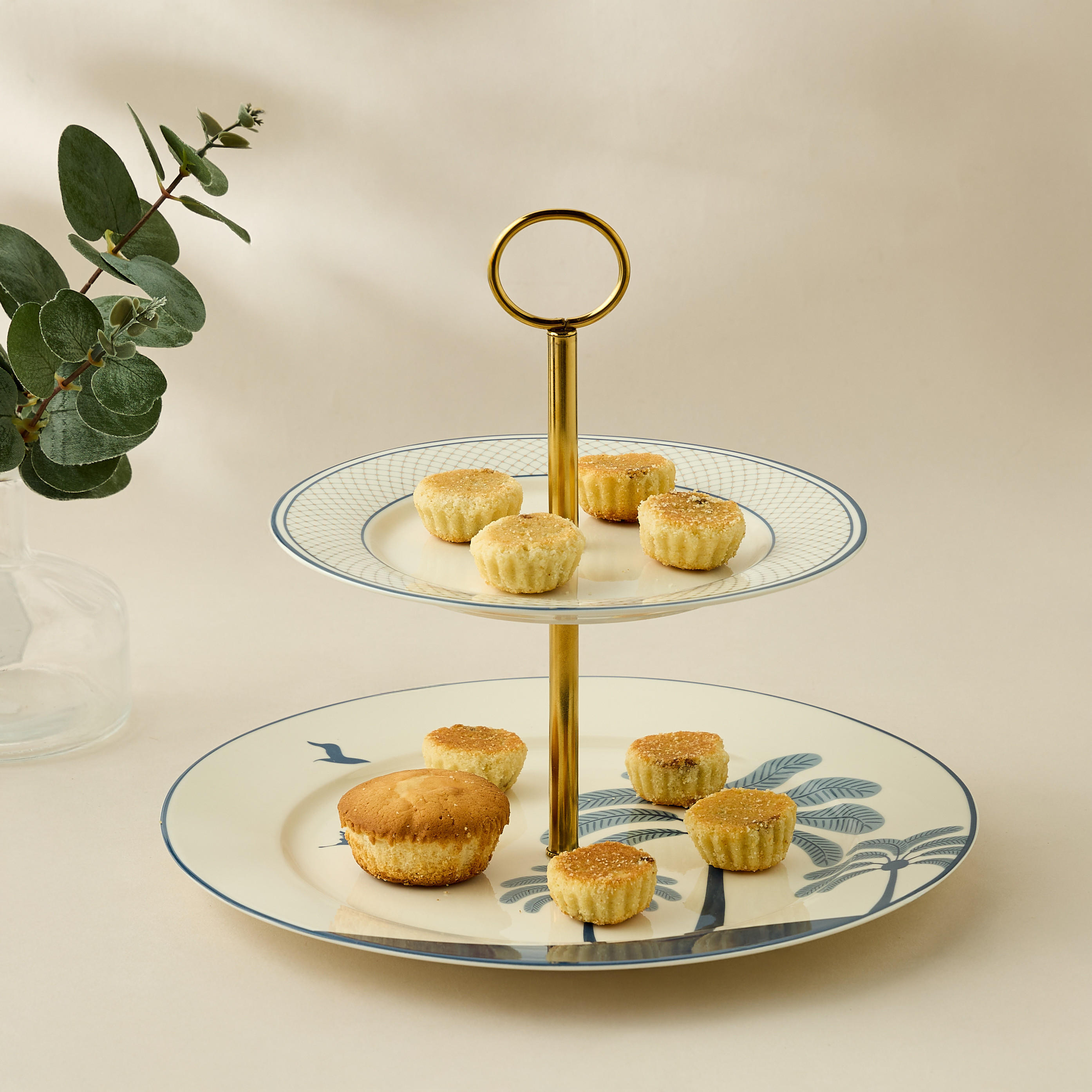 Palm Tree Print Bone China 2-Tier Cake Stand-household-dining-serveware-cakestands-image-4