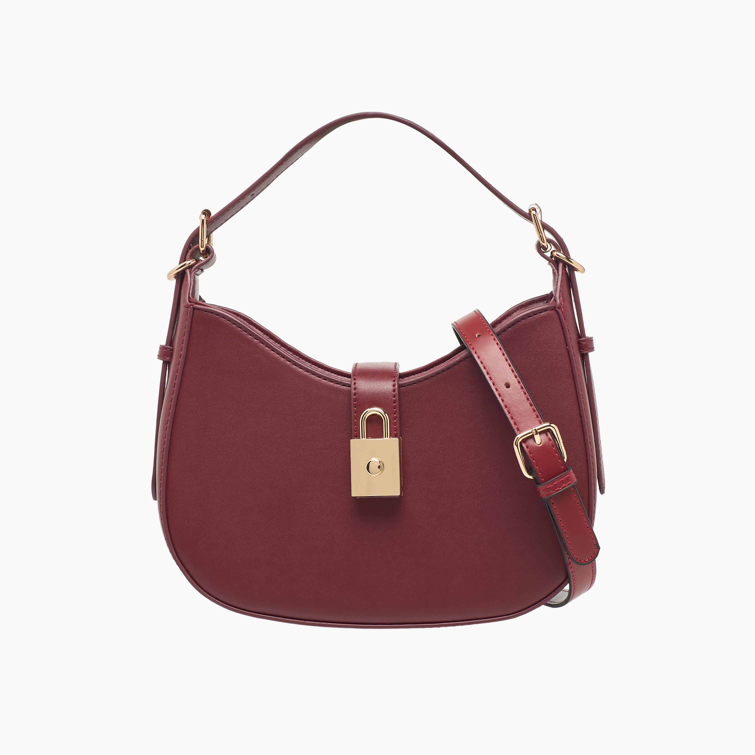 Adore Lock Charm Detail Crossbody Bag with Detachable Strap-women-bagsandwallets-handbags-image-1