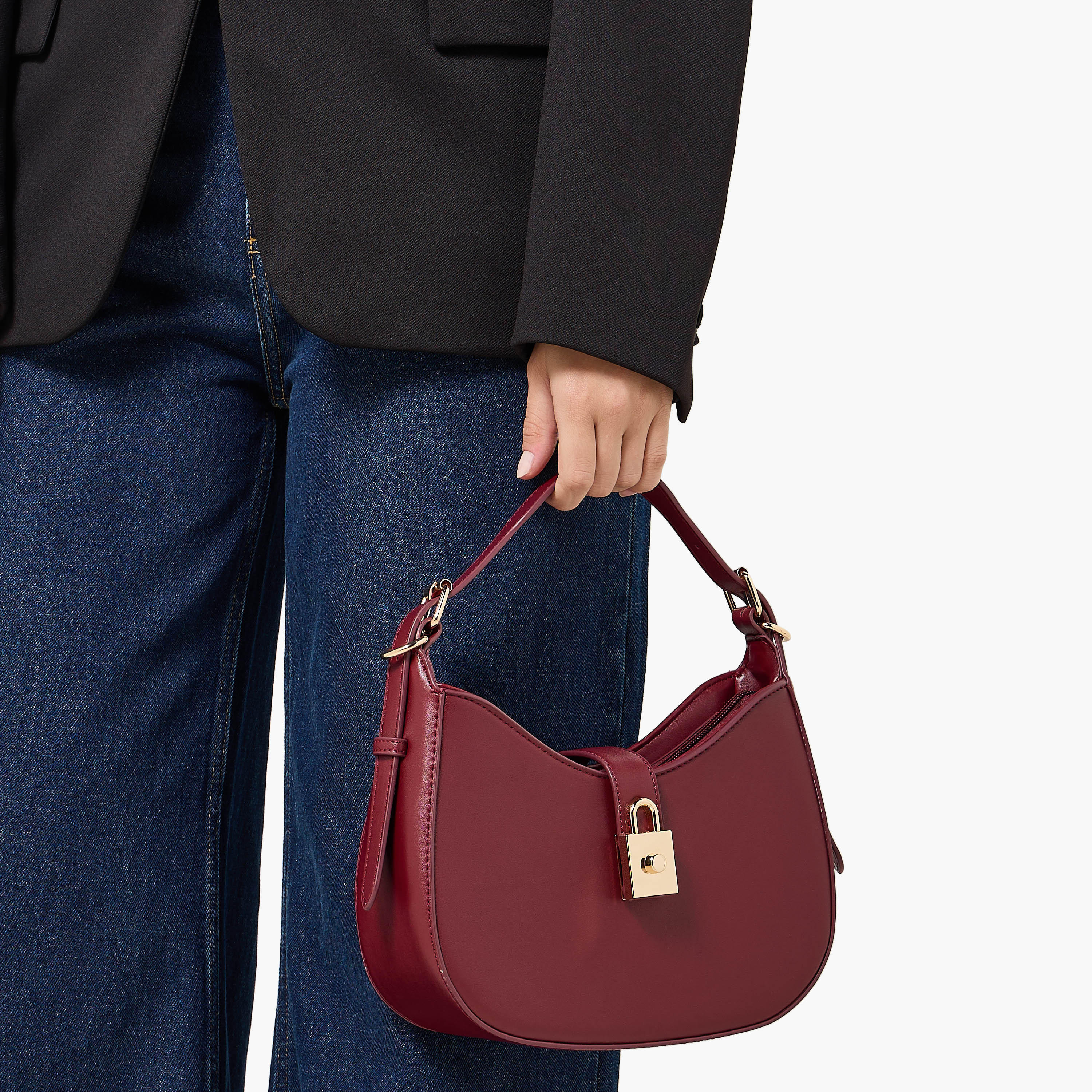Adore Lock Charm Detail Crossbody Bag with Detachable Strap-women-bagsandwallets-handbags-image-2