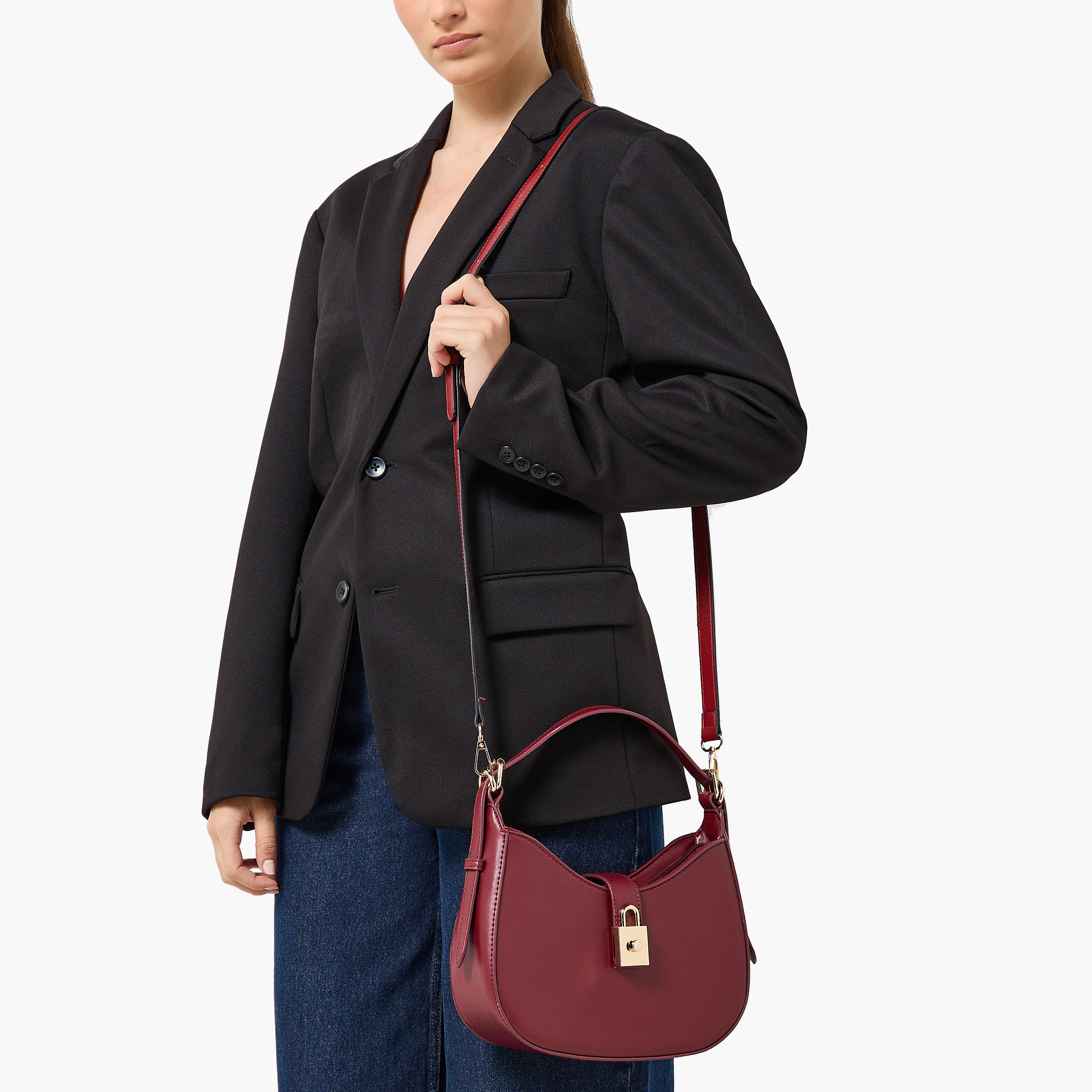Adore Lock Charm Detail Crossbody Bag with Detachable Strap-women-bagsandwallets-handbags-image-8