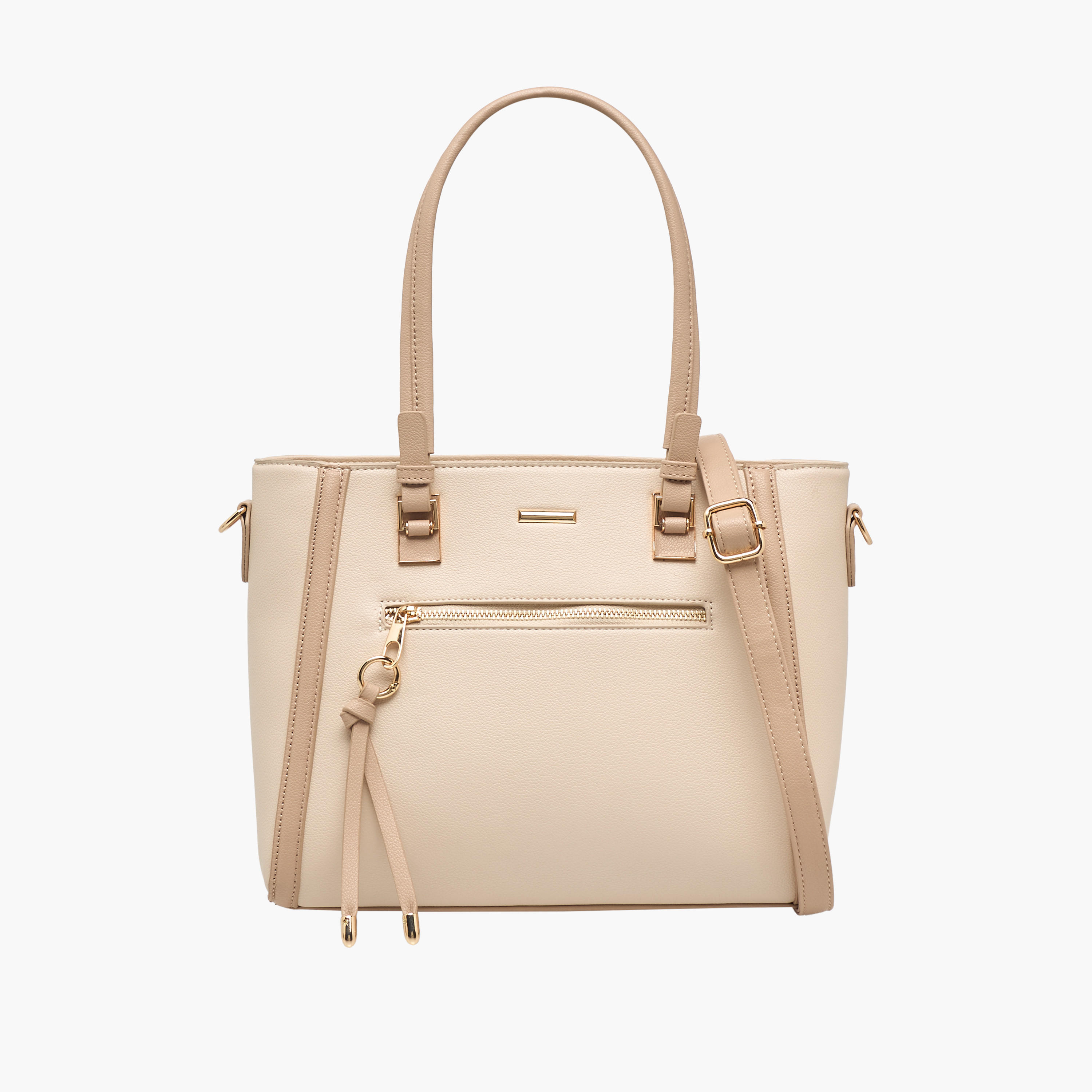 Adore Textured Tote Bag with Detachable Strap-women-bagsandwallets-handbags-image-1