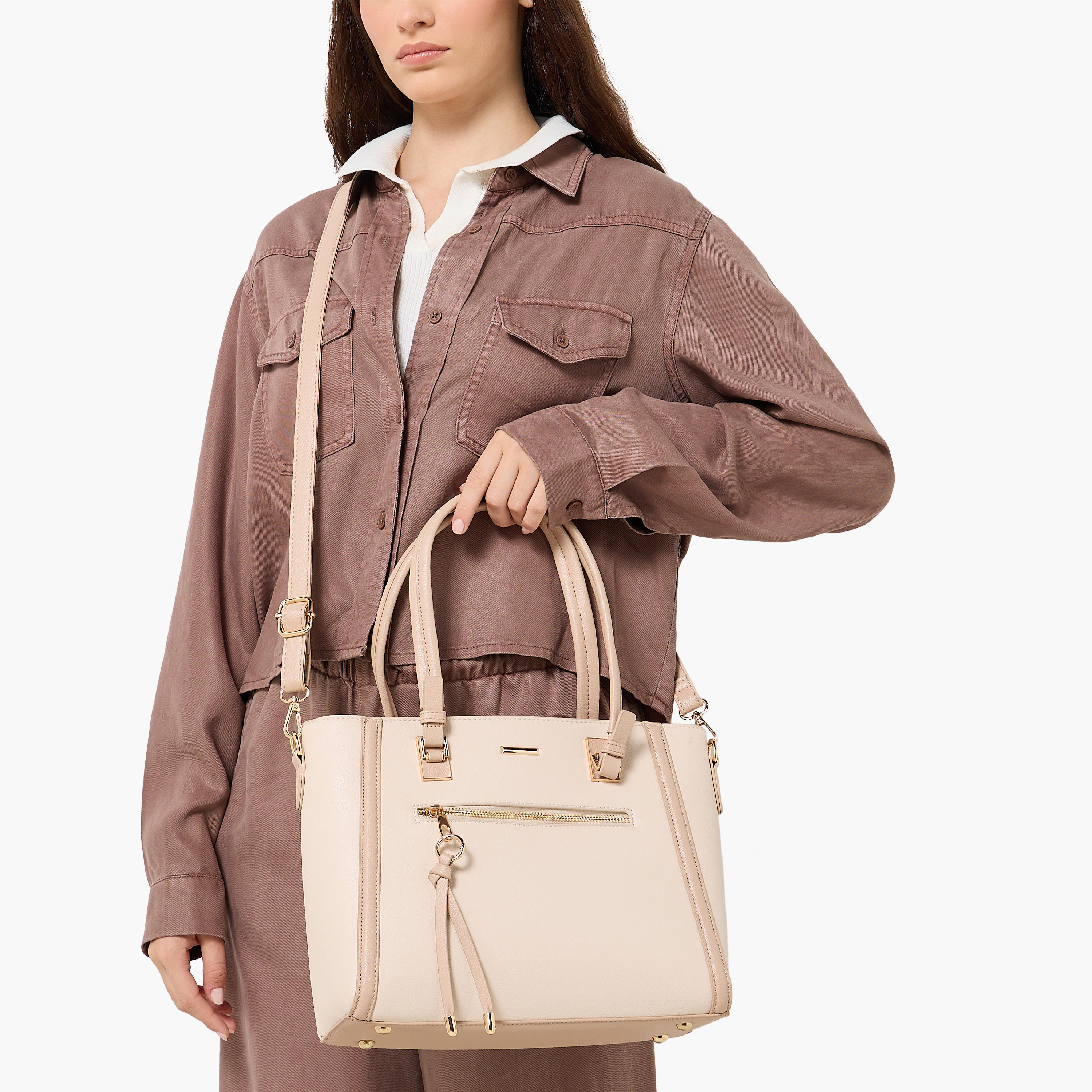 Adore Textured Tote Bag with Detachable Strap-women-bagsandwallets-handbags-image-8