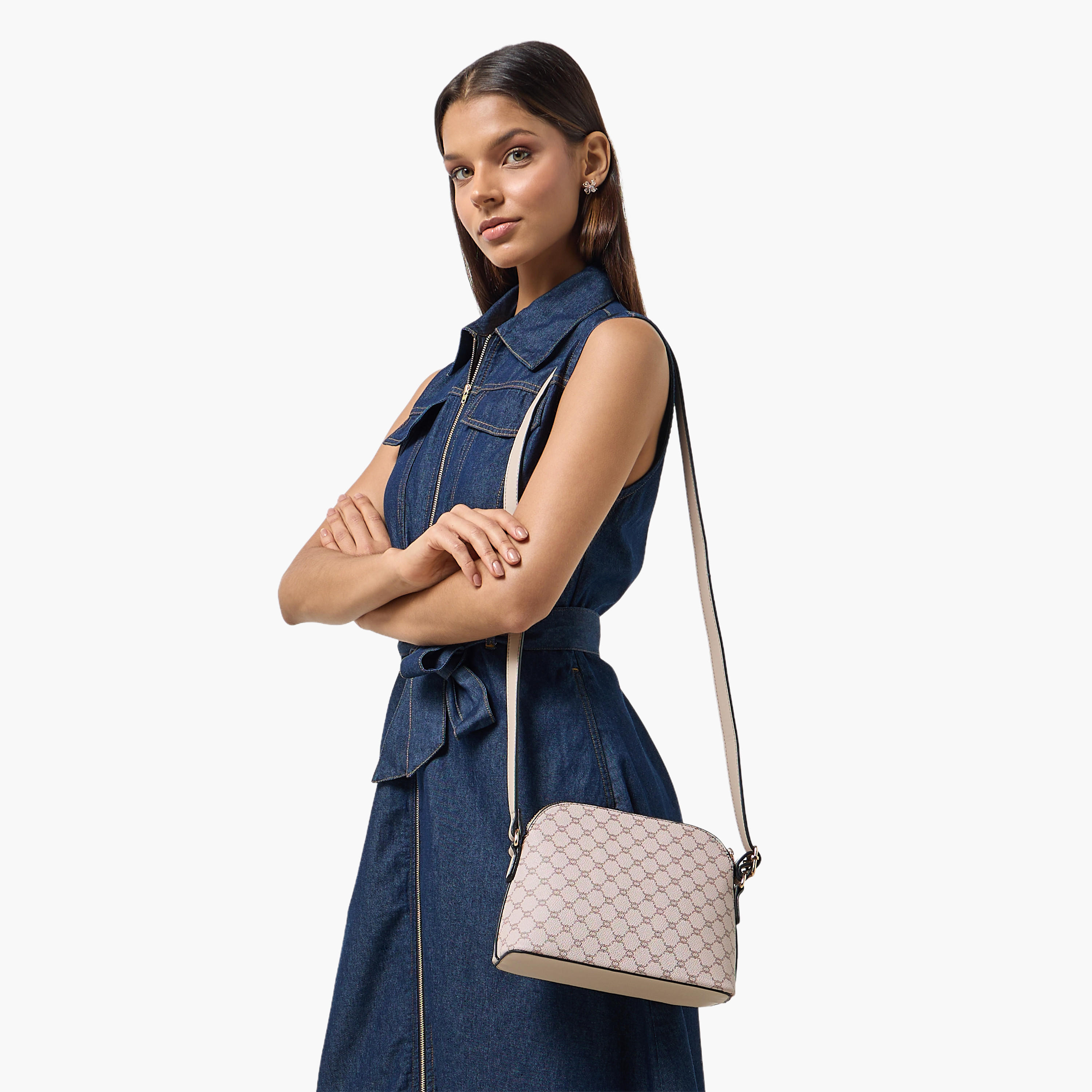 Adore Tom Monogram Print Crossbody Bag with Zip Closure-women-bagsandwallets-handbags-image-2