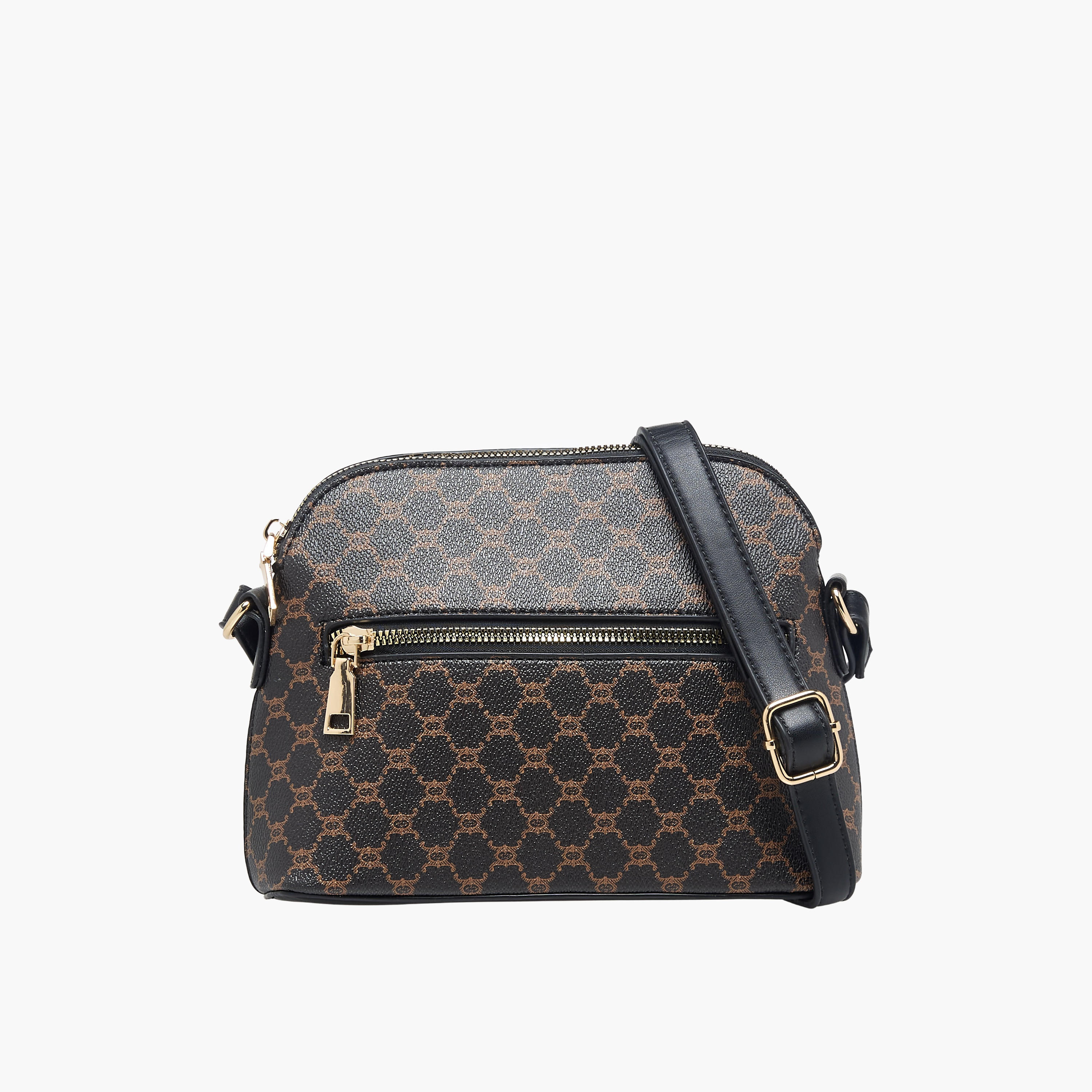 Adore Tom Monogram Print Crossbody Bag with Zip Closure-women-bagsandwallets-handbags-image-1