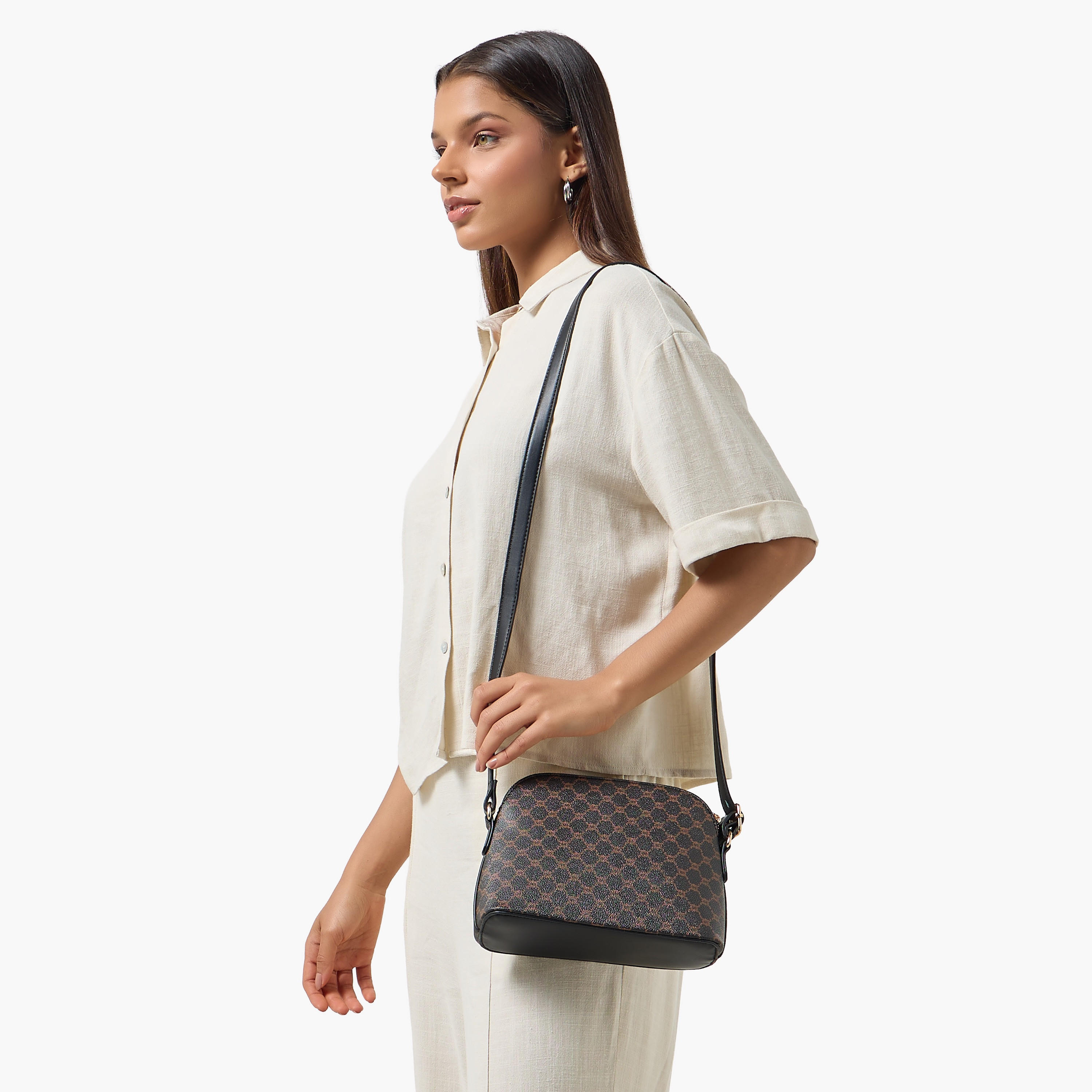 Adore Tom Monogram Print Crossbody Bag with Zip Closure-women-bagsandwallets-handbags-image-2
