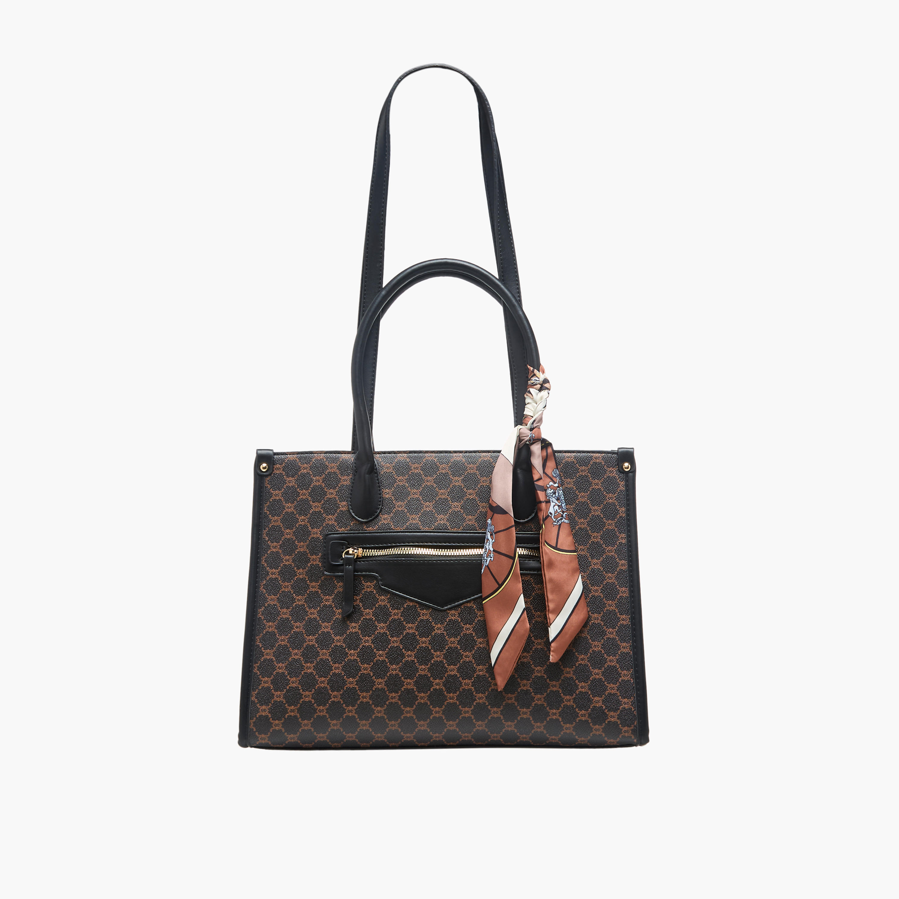 شنطة توتي بوشاح وطبعات مونوجرام توم من أدور-women-bagsandwallets-handbags-image-1