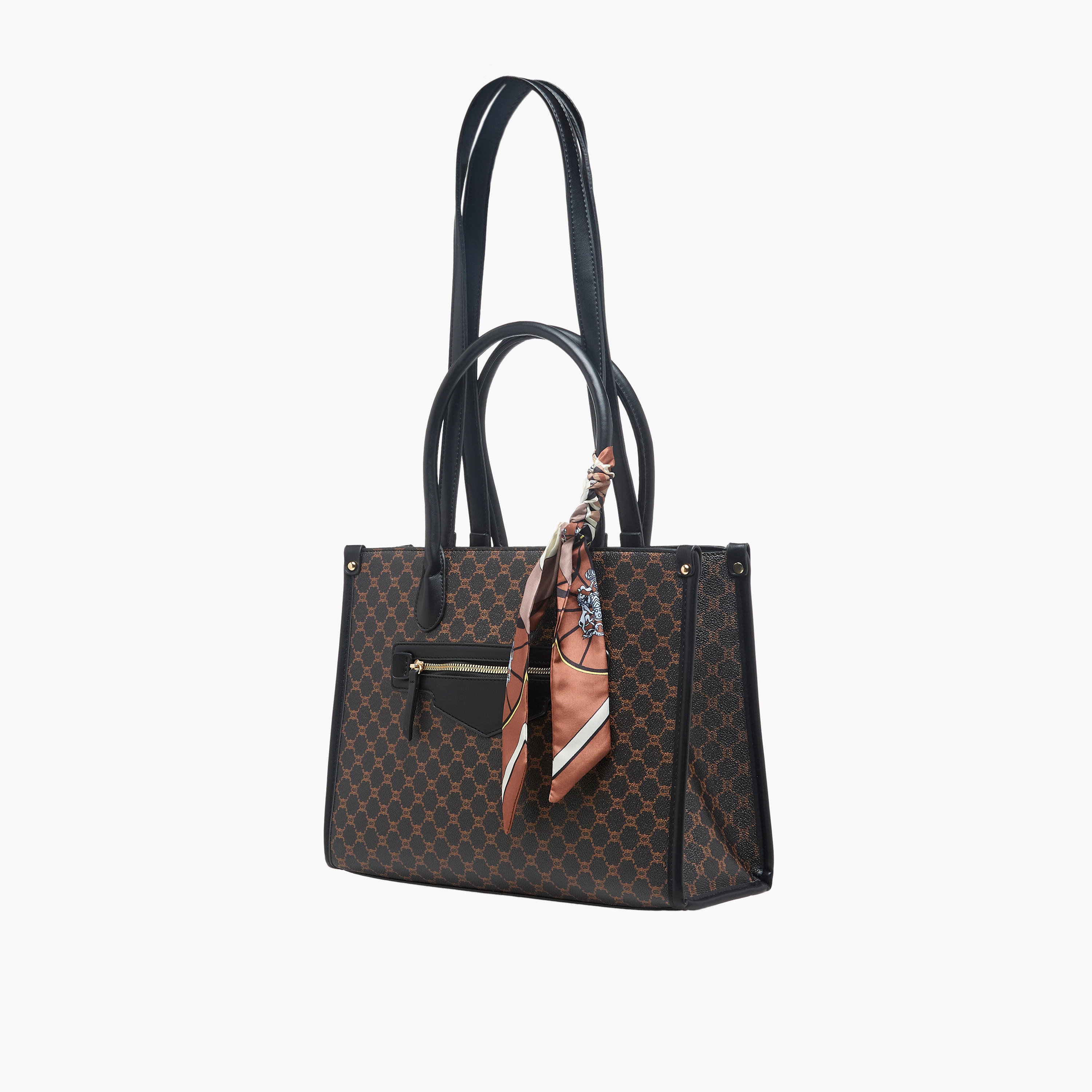شنطة توتي بوشاح وطبعات مونوجرام توم من أدور-women-bagsandwallets-handbags-image-3
