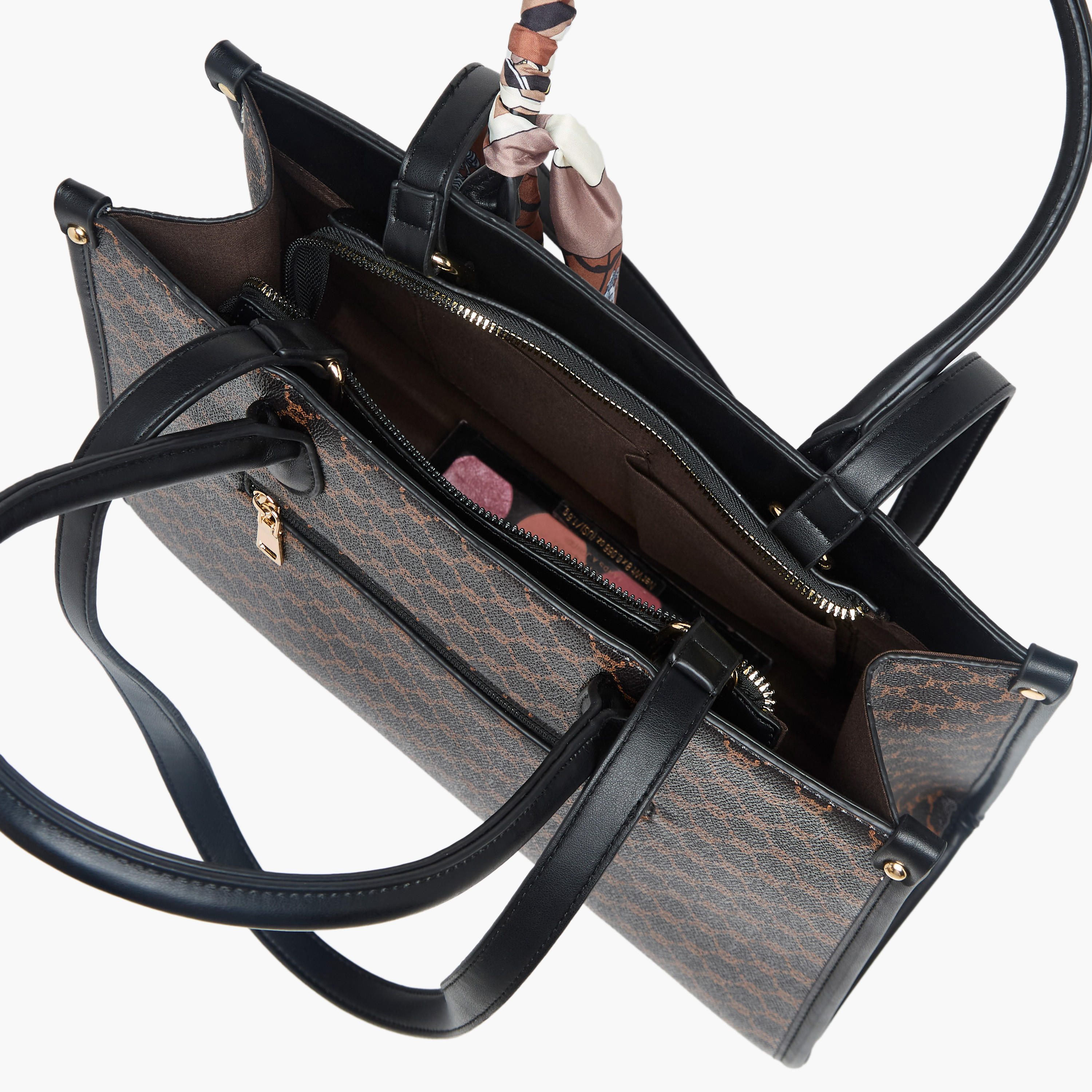 شنطة توتي بوشاح وطبعات مونوجرام توم من أدور-women-bagsandwallets-handbags-image-8
