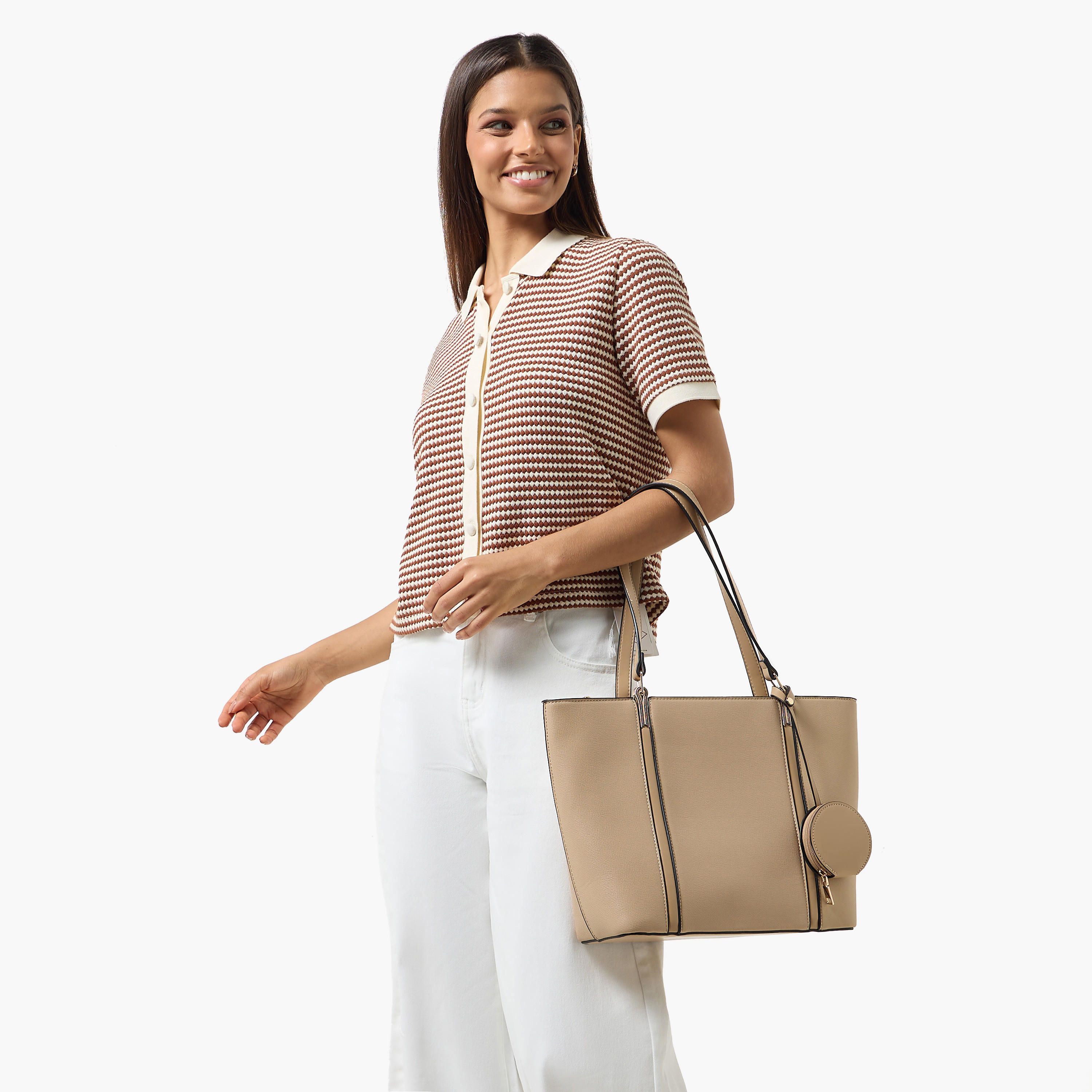 Adore Tom Textured Tote Bag with Coin Pouch-women-bagsandwallets-handbags-image-2