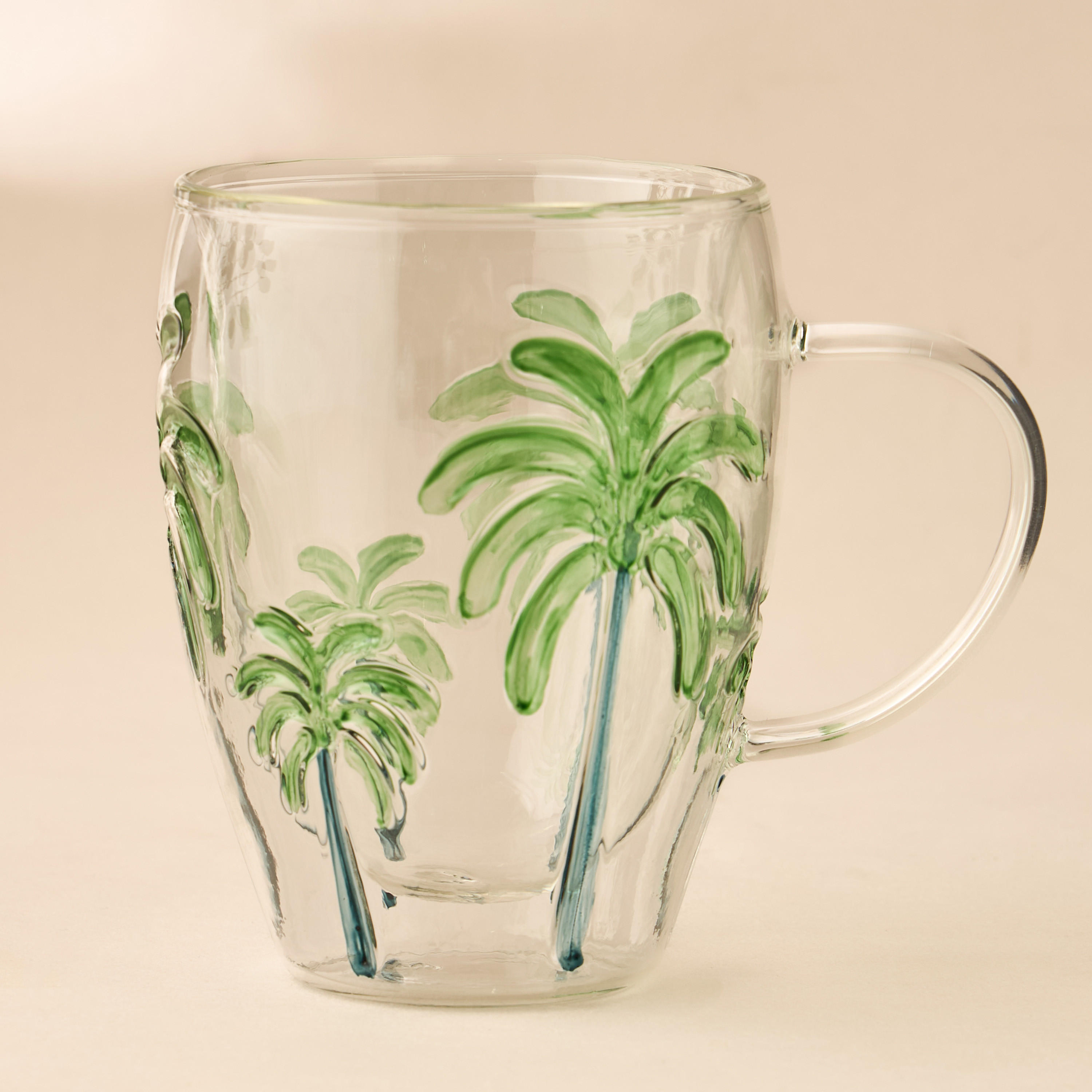Palm Tree Debossed Glass Double Wall Mug-household-dining-teaandcoffee-mugsandcups-image-1