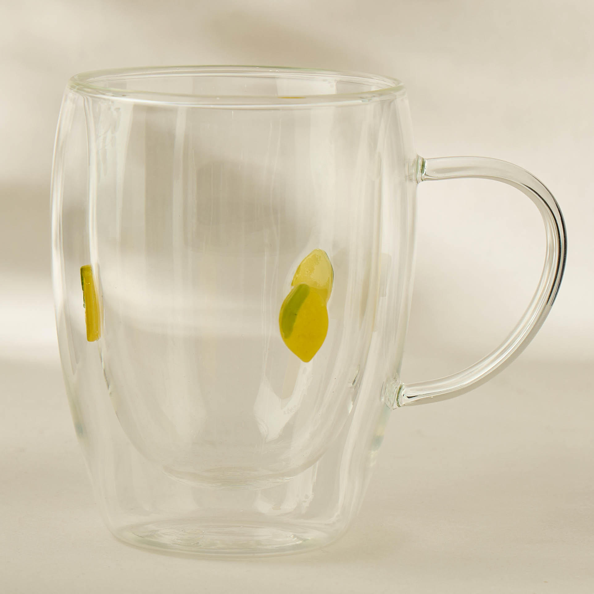 Lemon Accent Double Wall Glass Mug- 320 ml-household-dining-teaandcoffee-mugsandcups-image-1