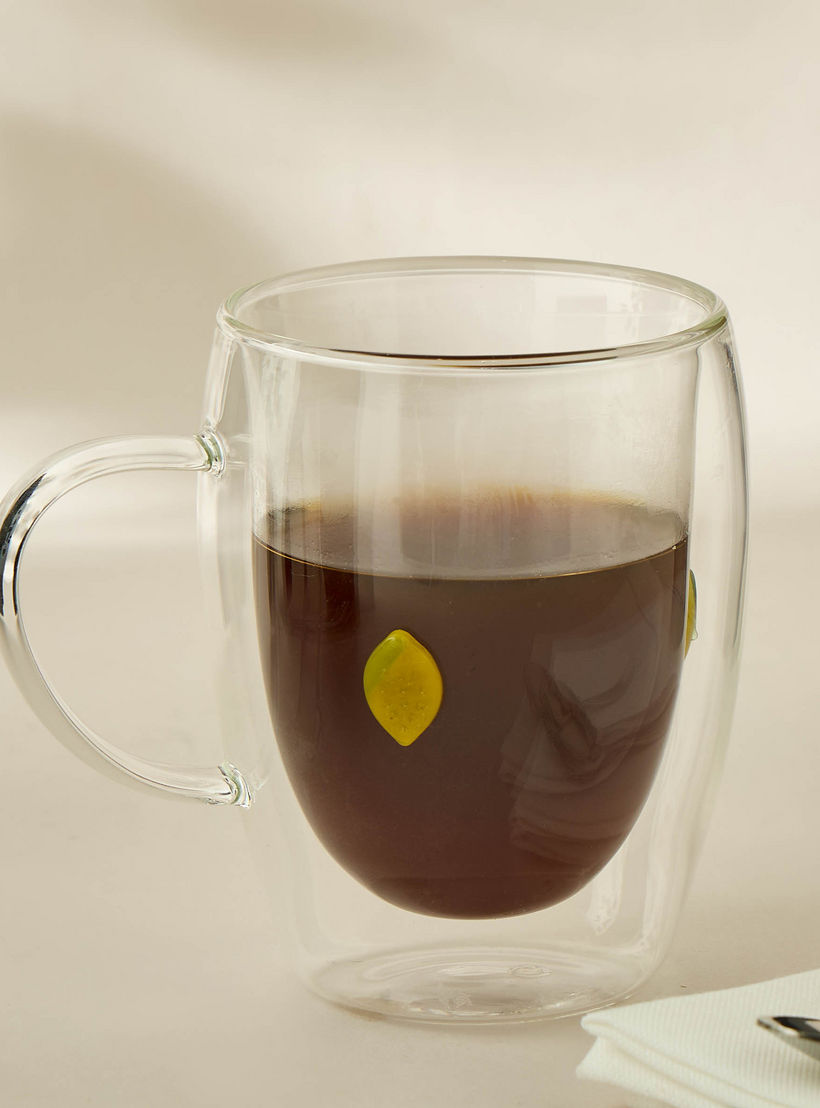Lemon Accent Double Wall Glass Mug- 320 ml-household-dining-teaandcoffee-mugsandcups-image-4