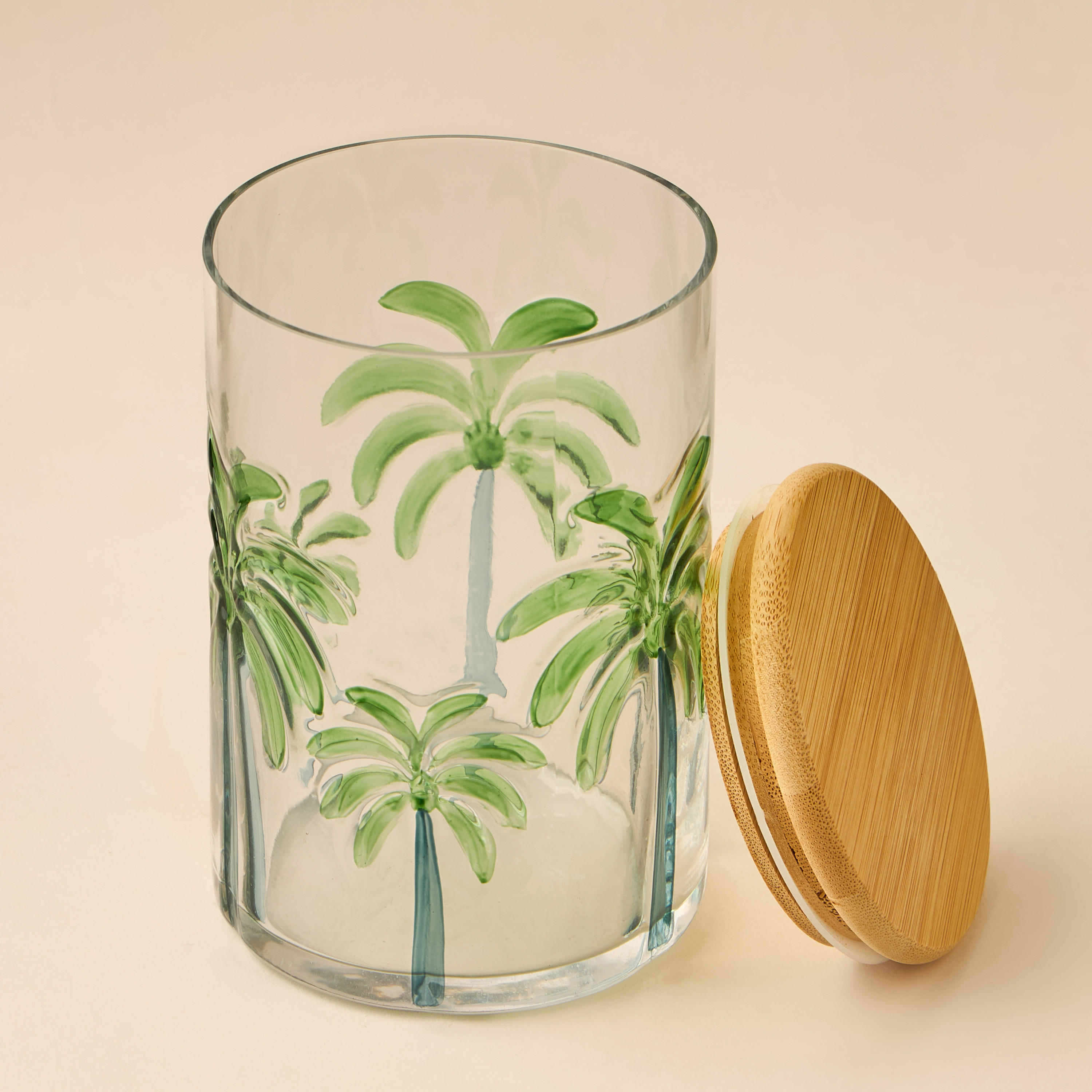 Palm Tree Debossed Glass Canister - 800 ml-household-kitchen-foodstorage-containers-image-2