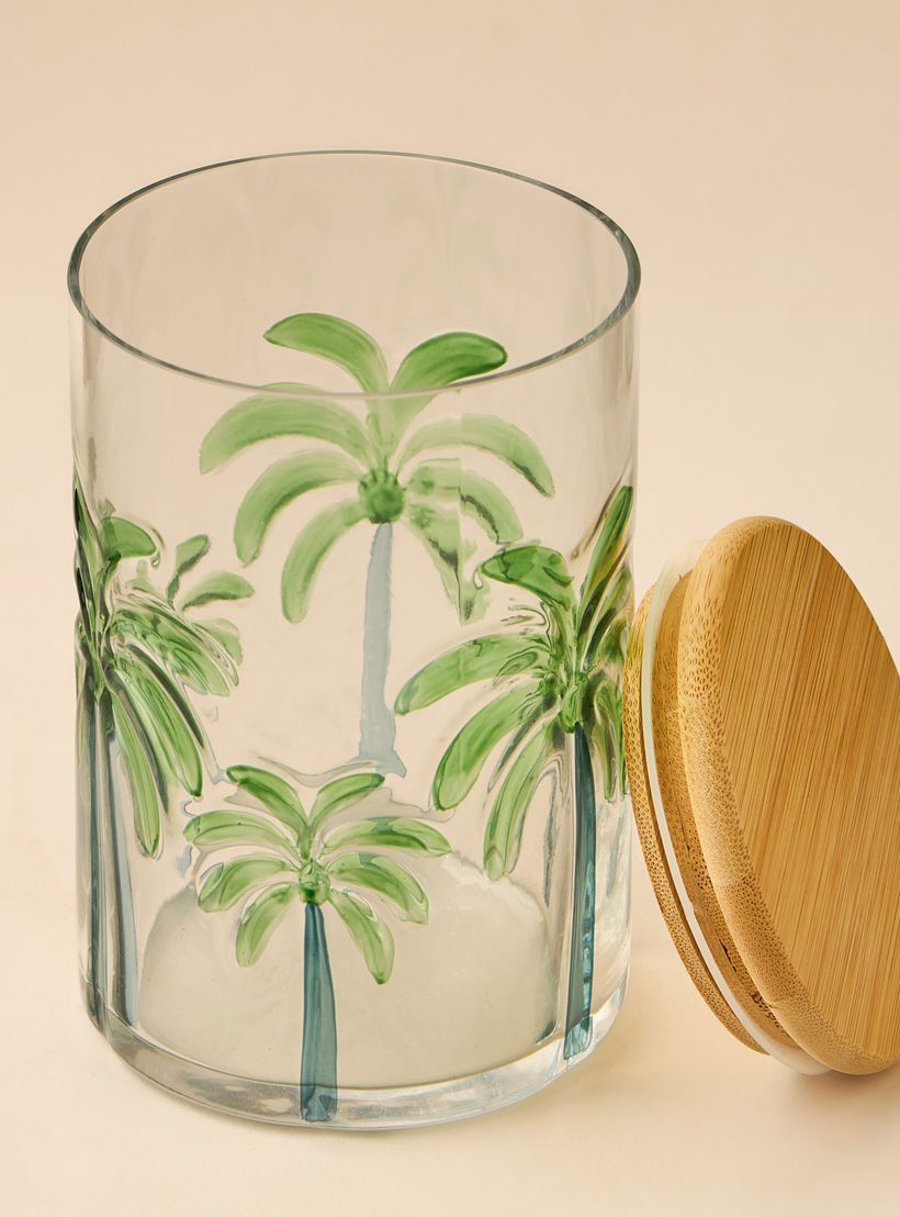 Palm Tree Debossed Glass Canister - 800 ml-household-kitchen-foodstorage-containers-image-2