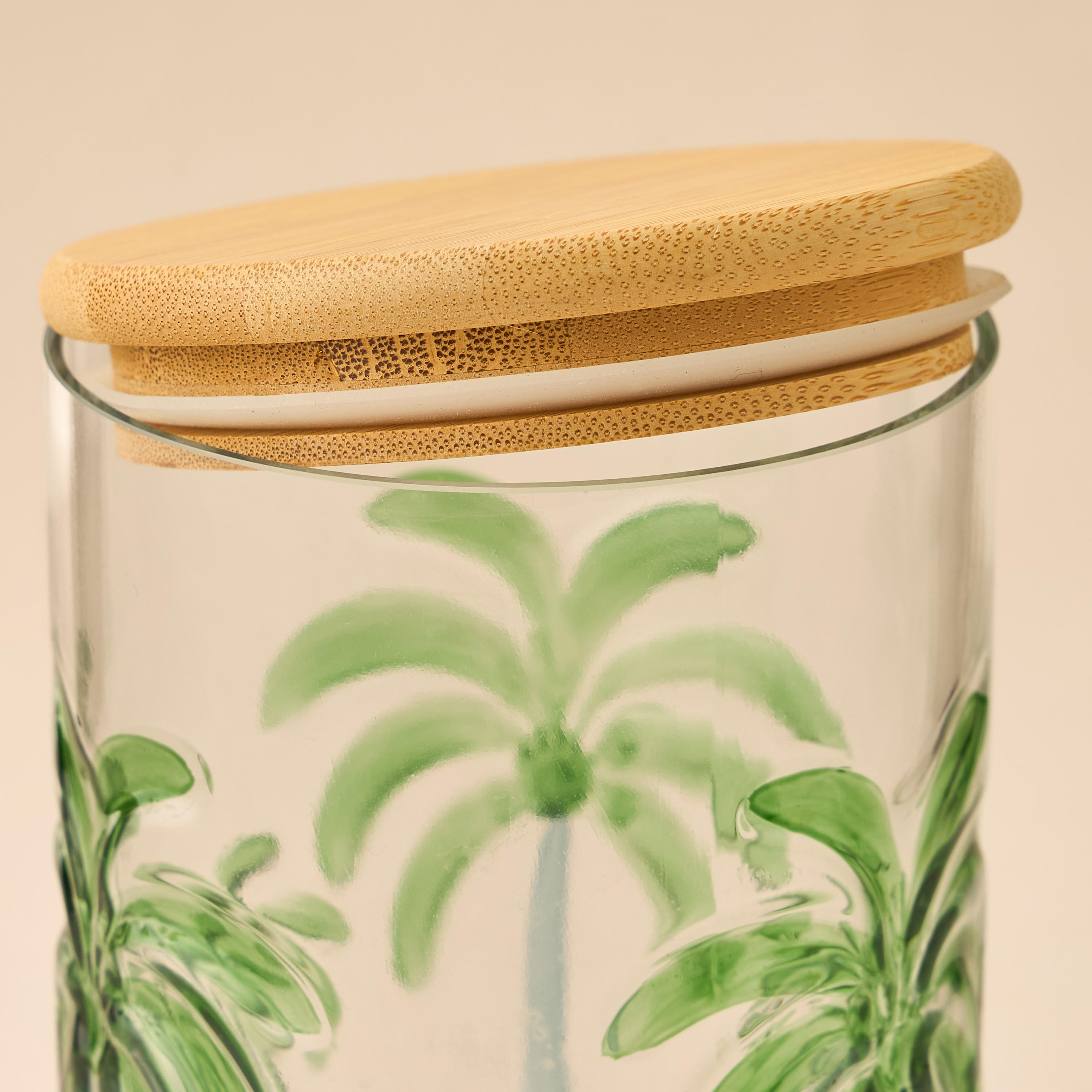 Palm Tree Debossed Glass Canister - 800 ml-household-kitchen-foodstorage-containers-image-4