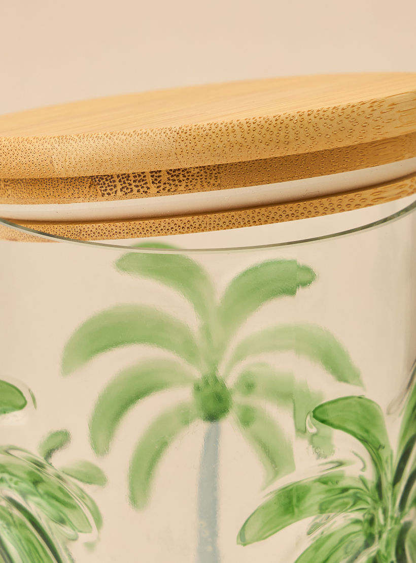 Palm Tree Debossed Glass Canister - 800 ml-household-kitchen-foodstorage-containers-image-4