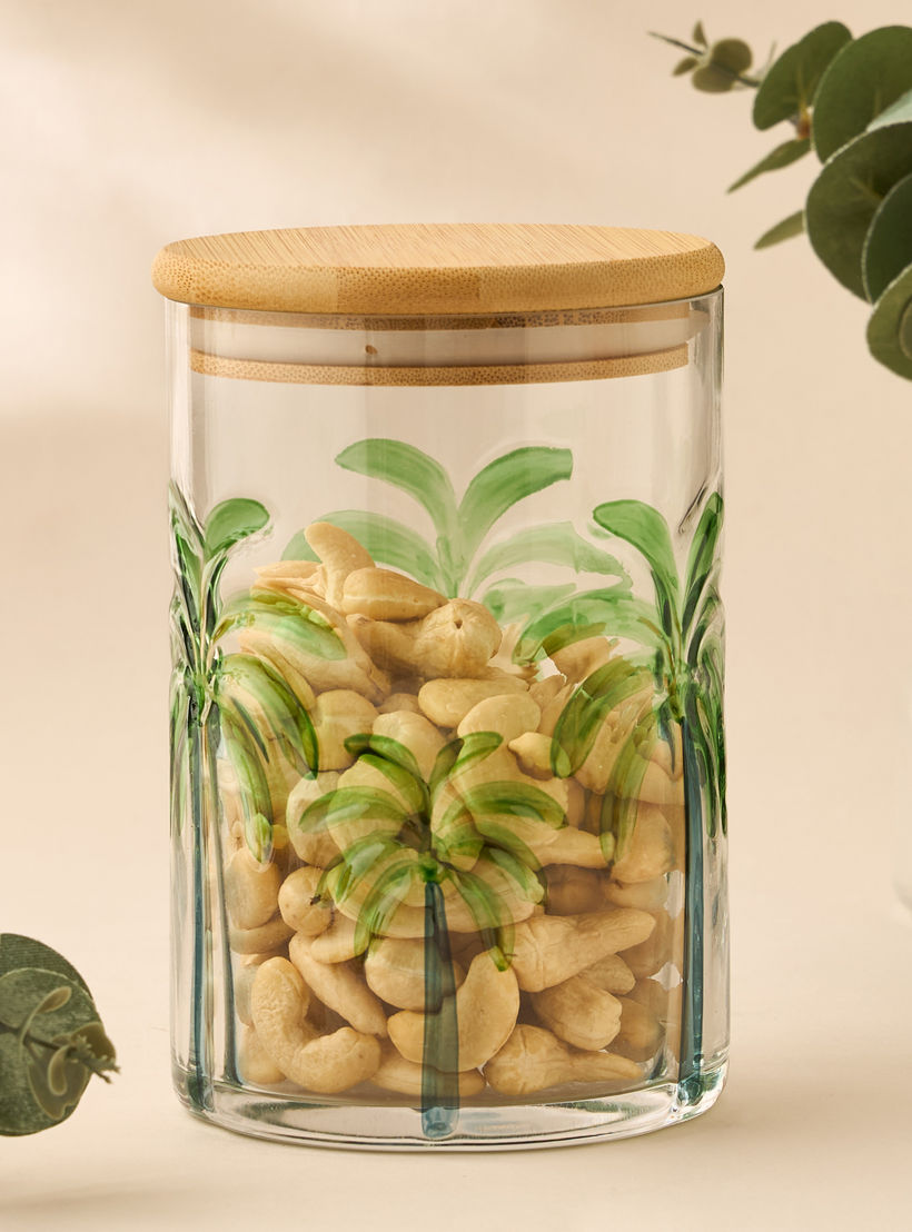Palm Tree Debossed Glass Canister - 800 ml-household-kitchen-foodstorage-containers-image-5
