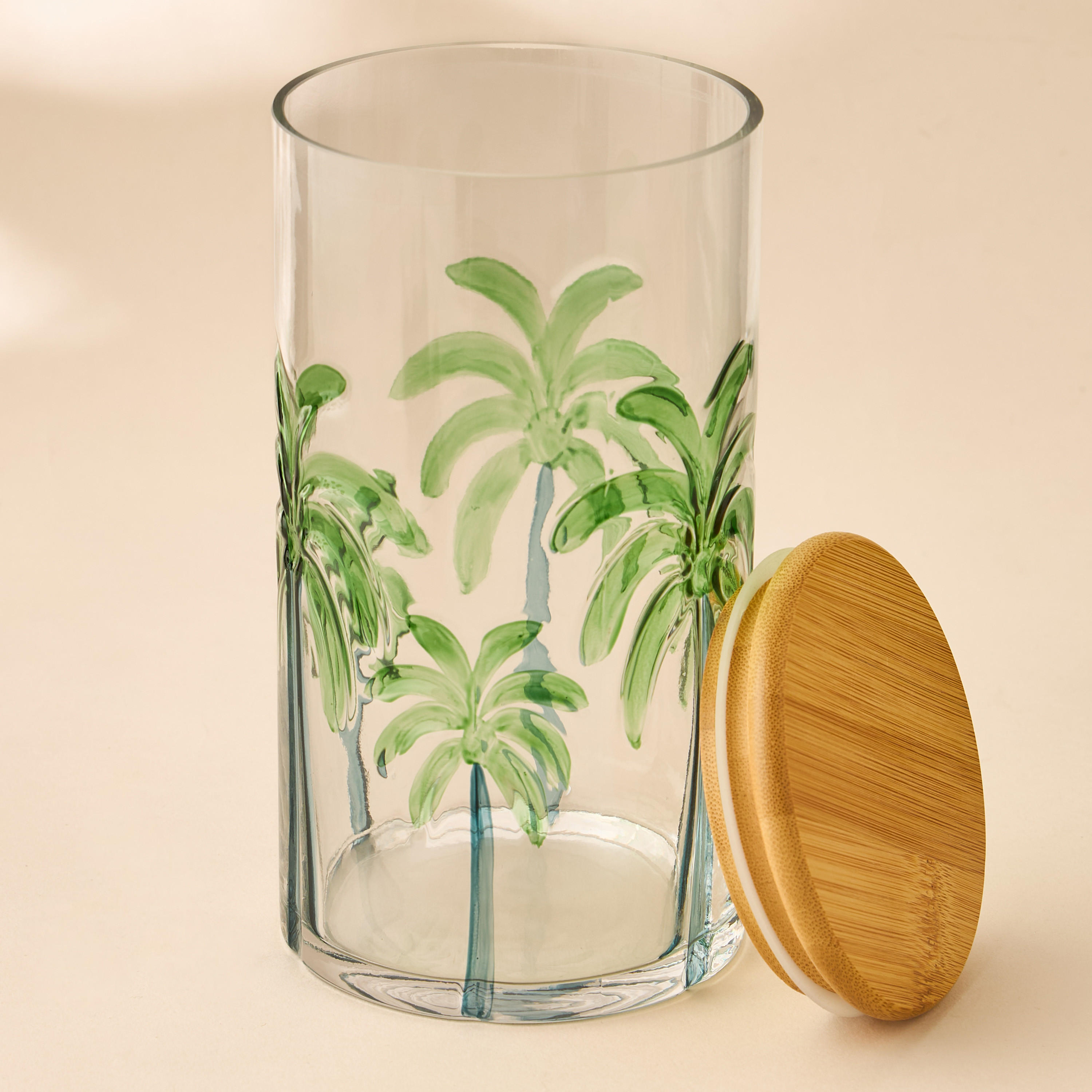 Palm Tree Debossed Glass Canister - 1 L-household-kitchen-foodstorage-containers-image-2