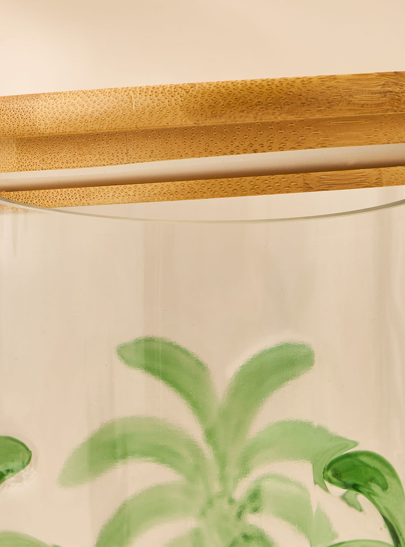 Palm Tree Debossed Glass Canister - 1 L-household-kitchen-foodstorage-containers-image-4