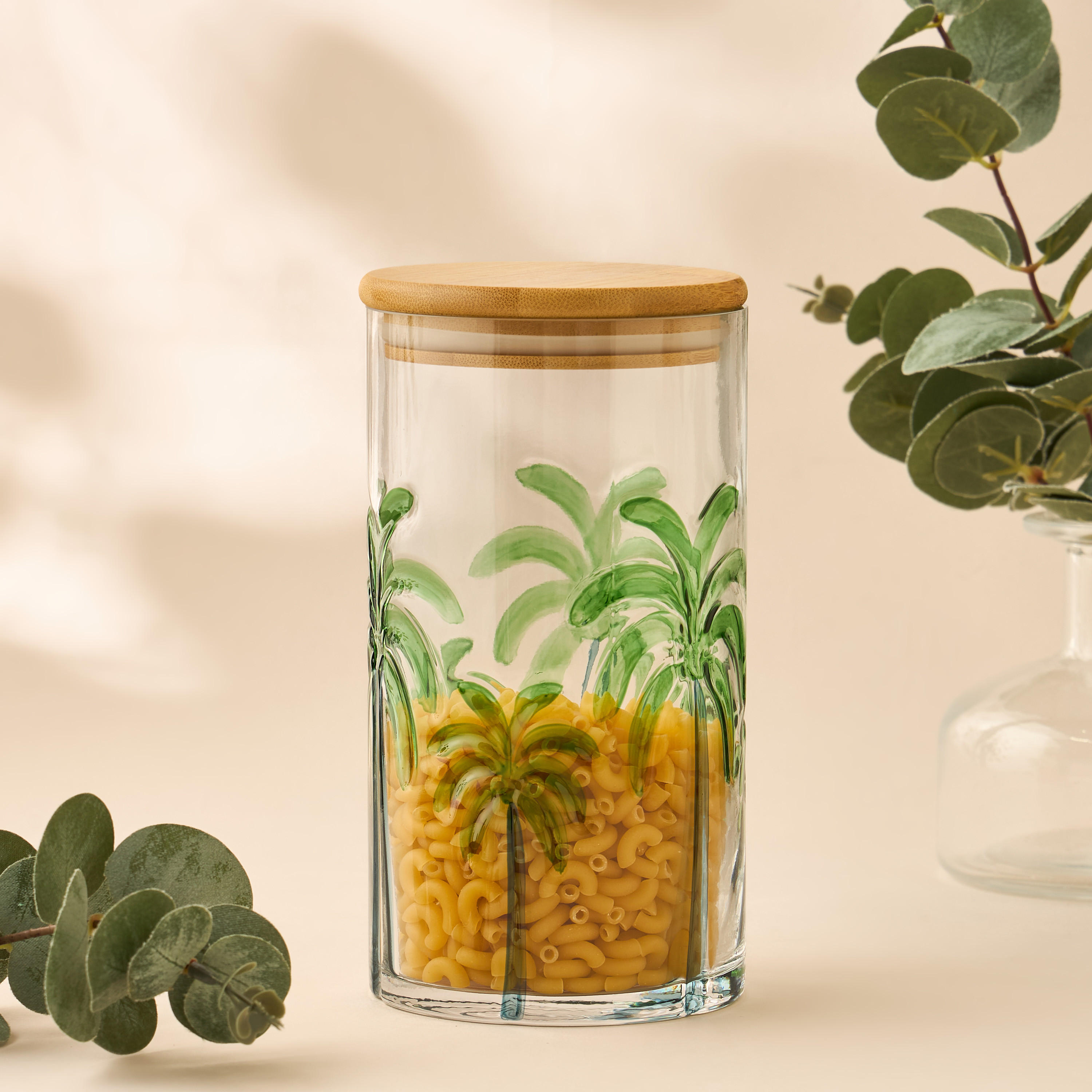Palm Tree Debossed Glass Canister - 1 L-household-kitchen-foodstorage-containers-image-5