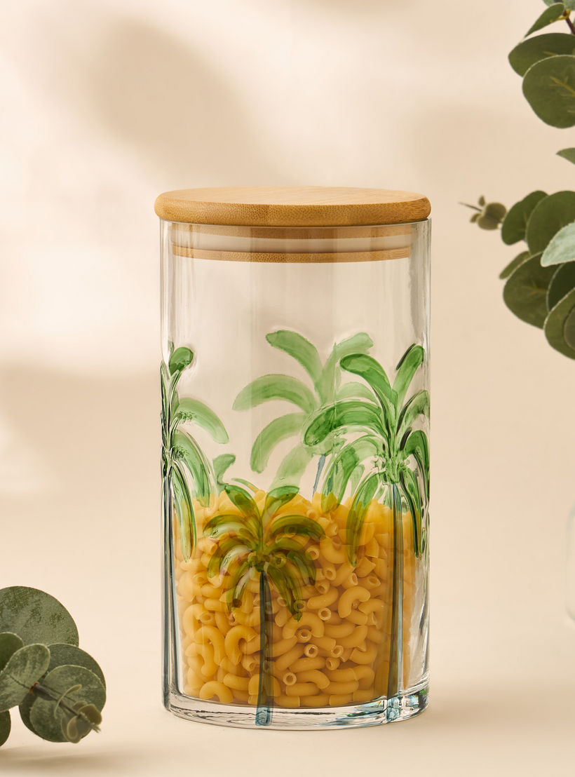 Palm Tree Debossed Glass Canister - 1 L-household-kitchen-foodstorage-containers-image-5