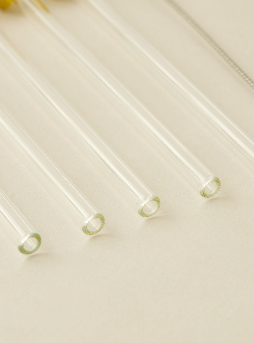 Floral Accent 7-Piece Glass Straw and Cleaning Brush Set-household-dining-glassware-drinkingglasses-image-3