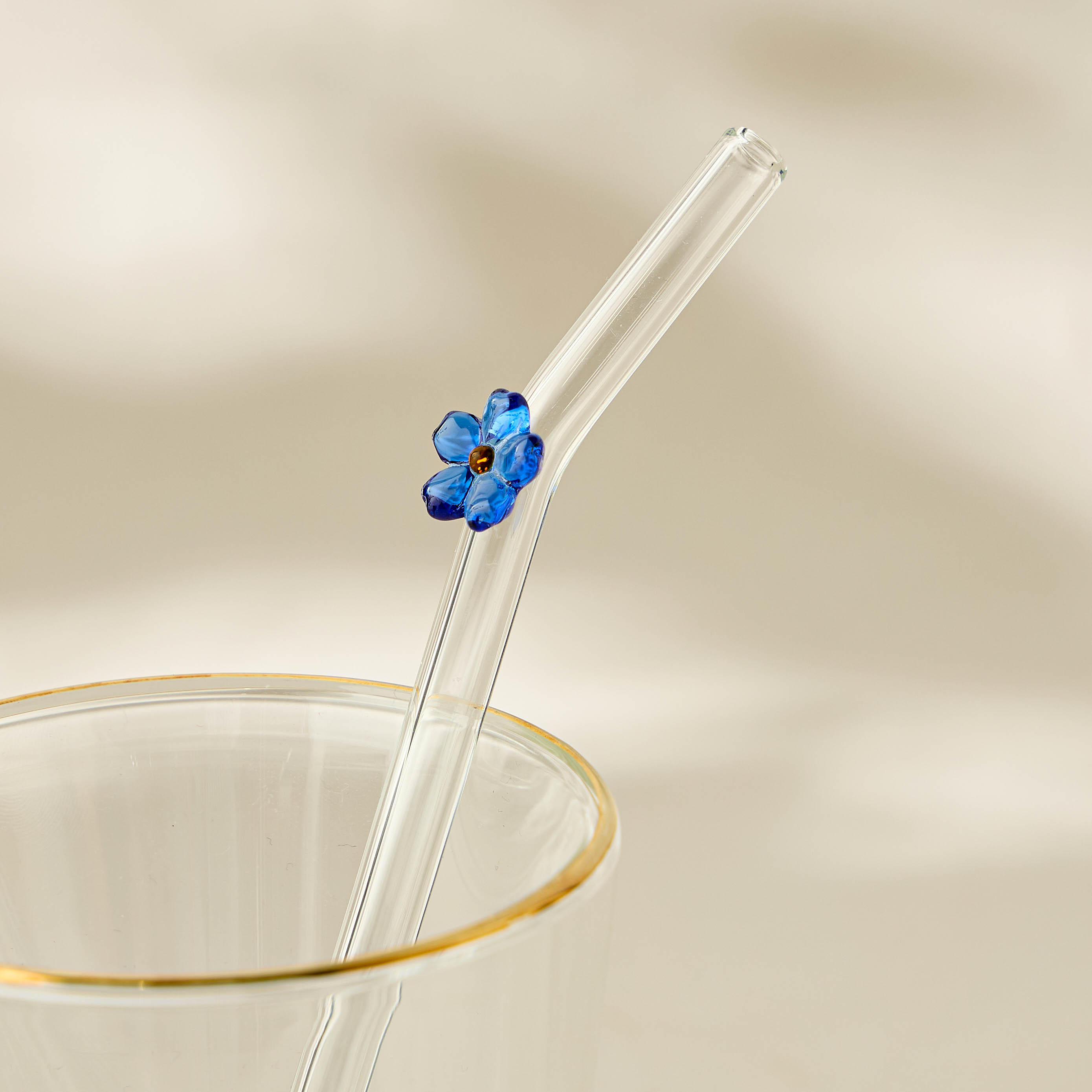 Summer Hot Flower Embellished Glass Straw - Set of 6-household-dining-teaandcoffee-teaandcoffeeaccessories-image-4