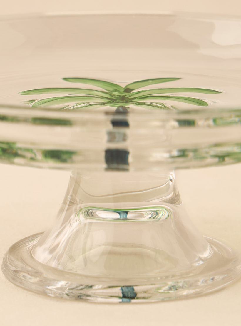 Palm Tree Debossed Glass Cake Stand - 15x4 cms-household-dining-serveware-cakestands-image-3