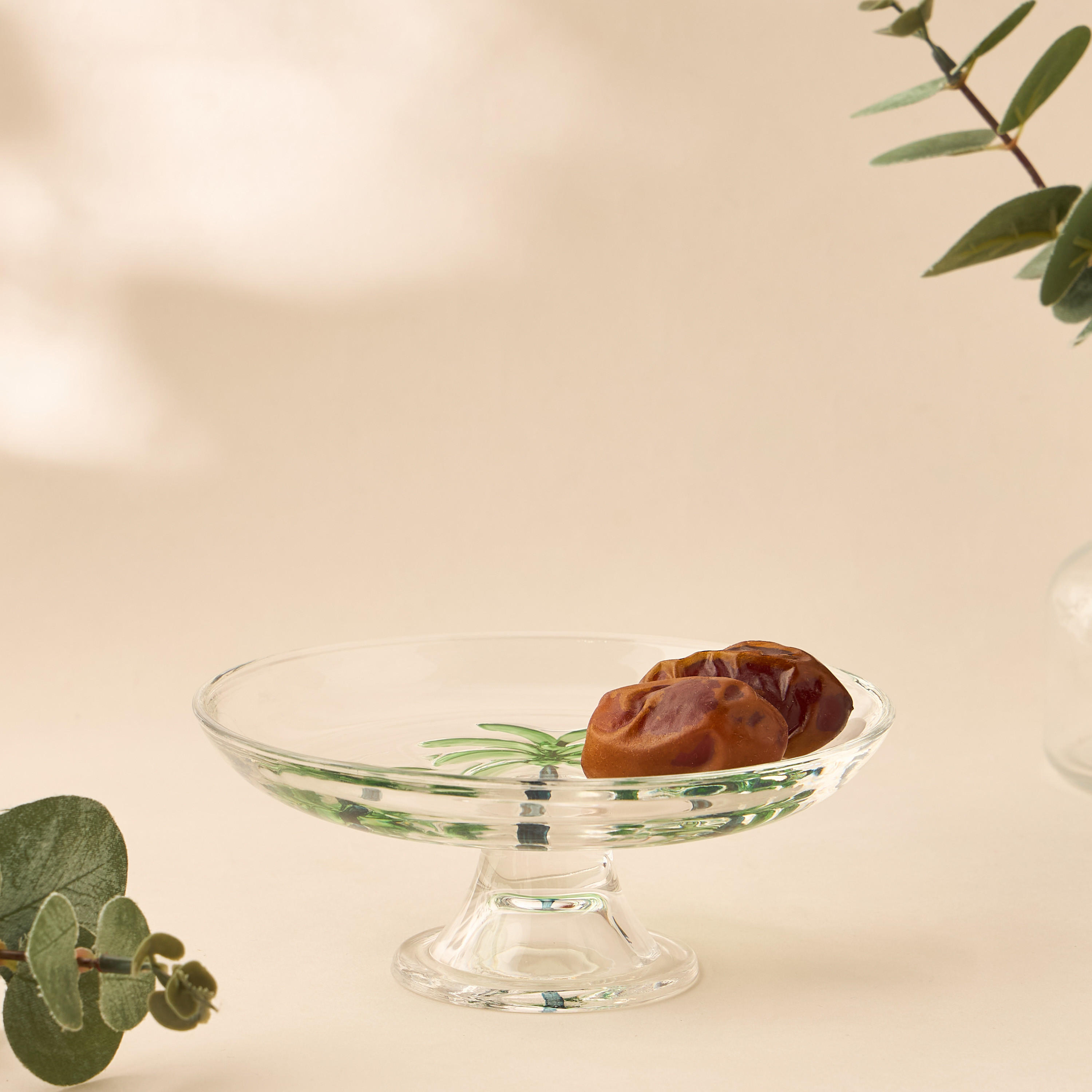 Palm Tree Debossed Glass Cake Stand - 15x4 cms-household-dining-serveware-cakestands-image-4