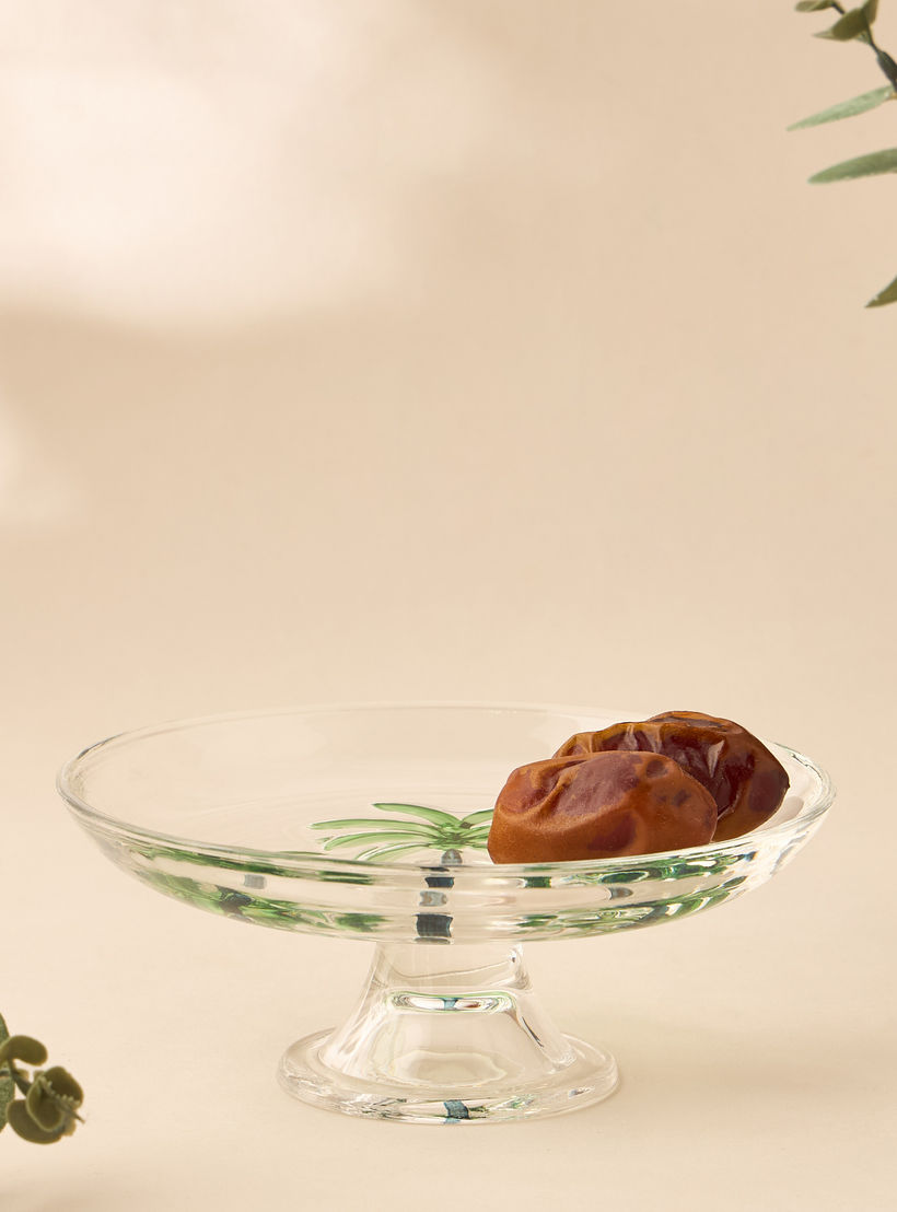 Palm Tree Debossed Glass Cake Stand - 15x4 cms-household-dining-serveware-cakestands-image-4