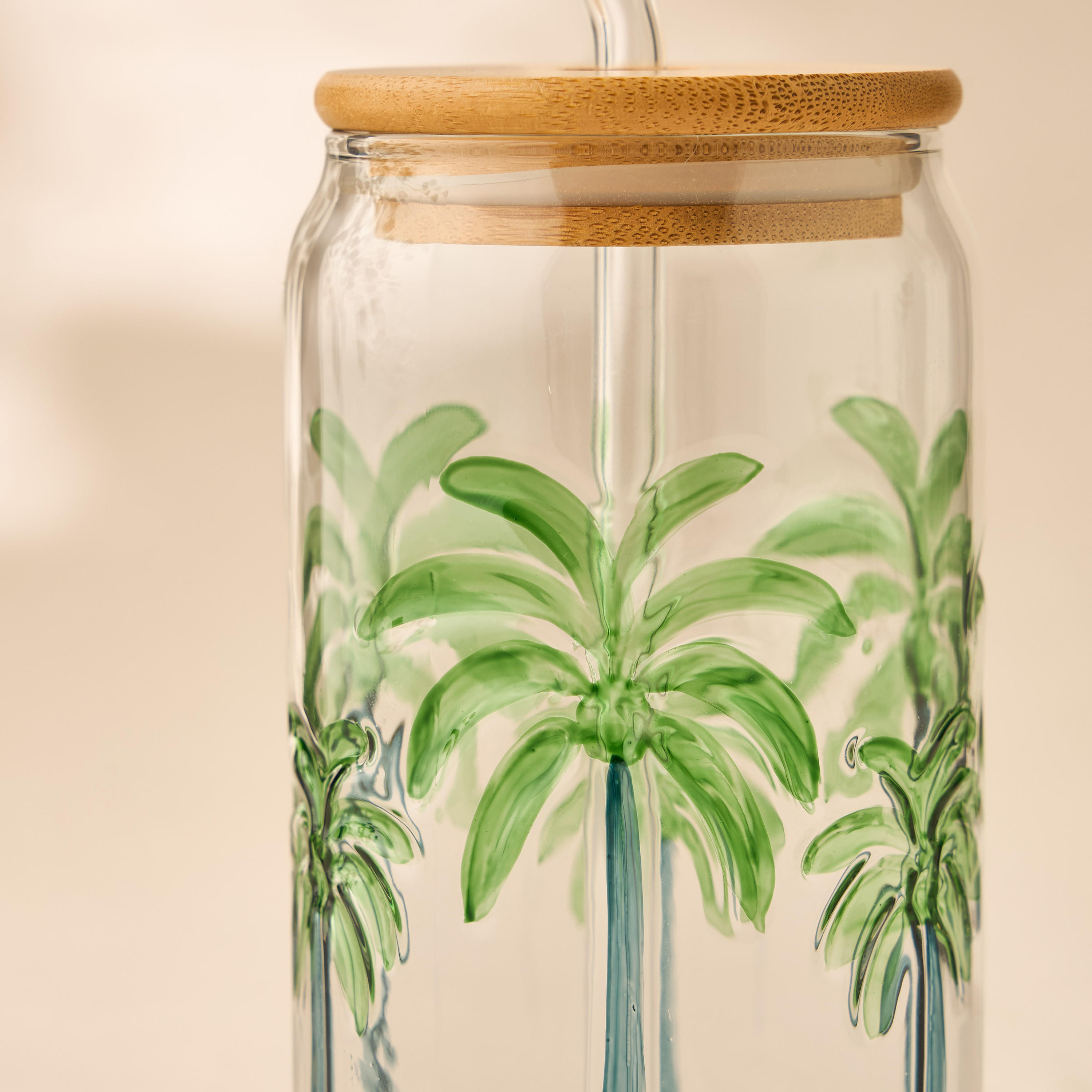 Palm Tree Debossed Glass Sipper-household-dining-teaandcoffee-travelmugsandsippers-image-2