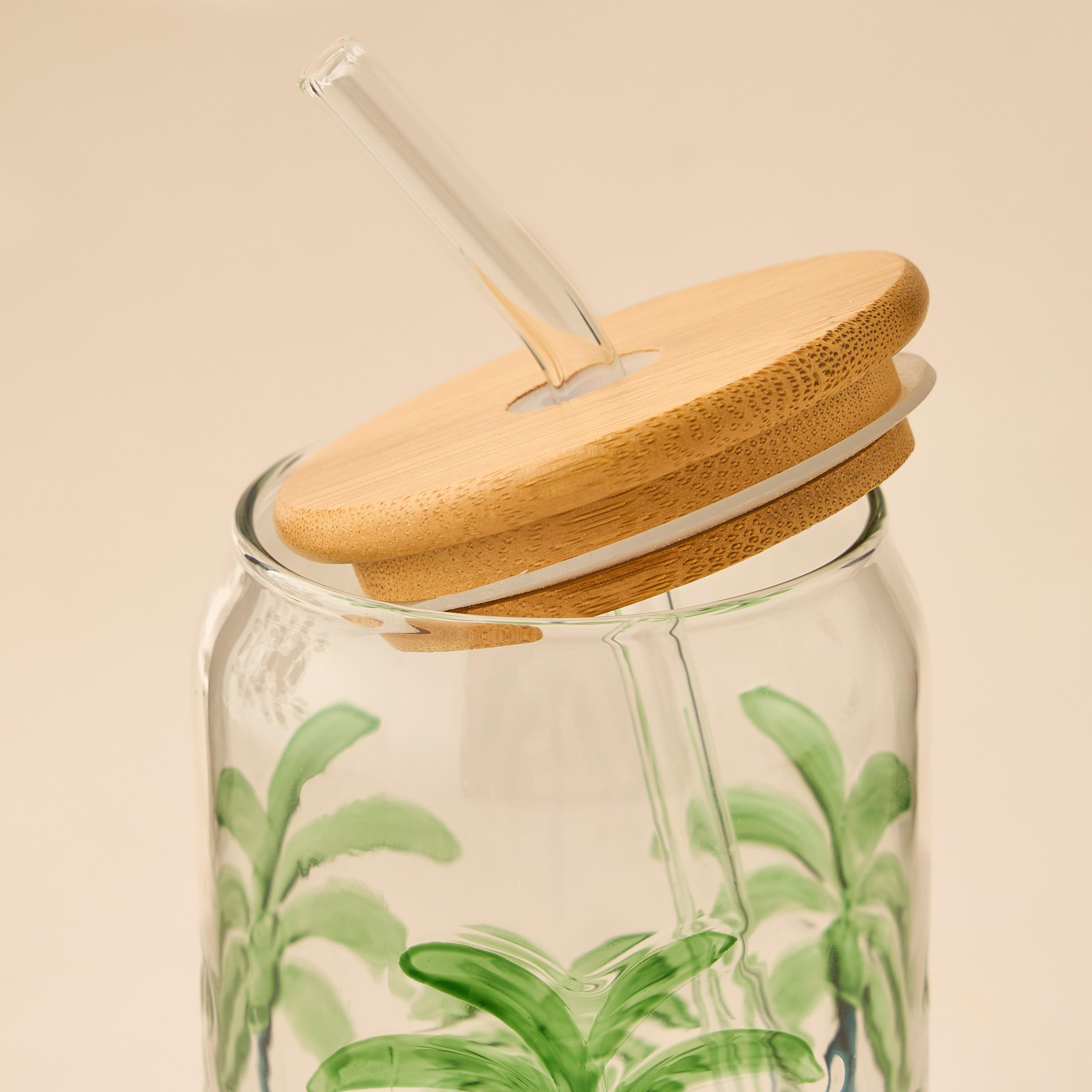 Palm Tree Debossed Glass Sipper-household-dining-teaandcoffee-travelmugsandsippers-image-3