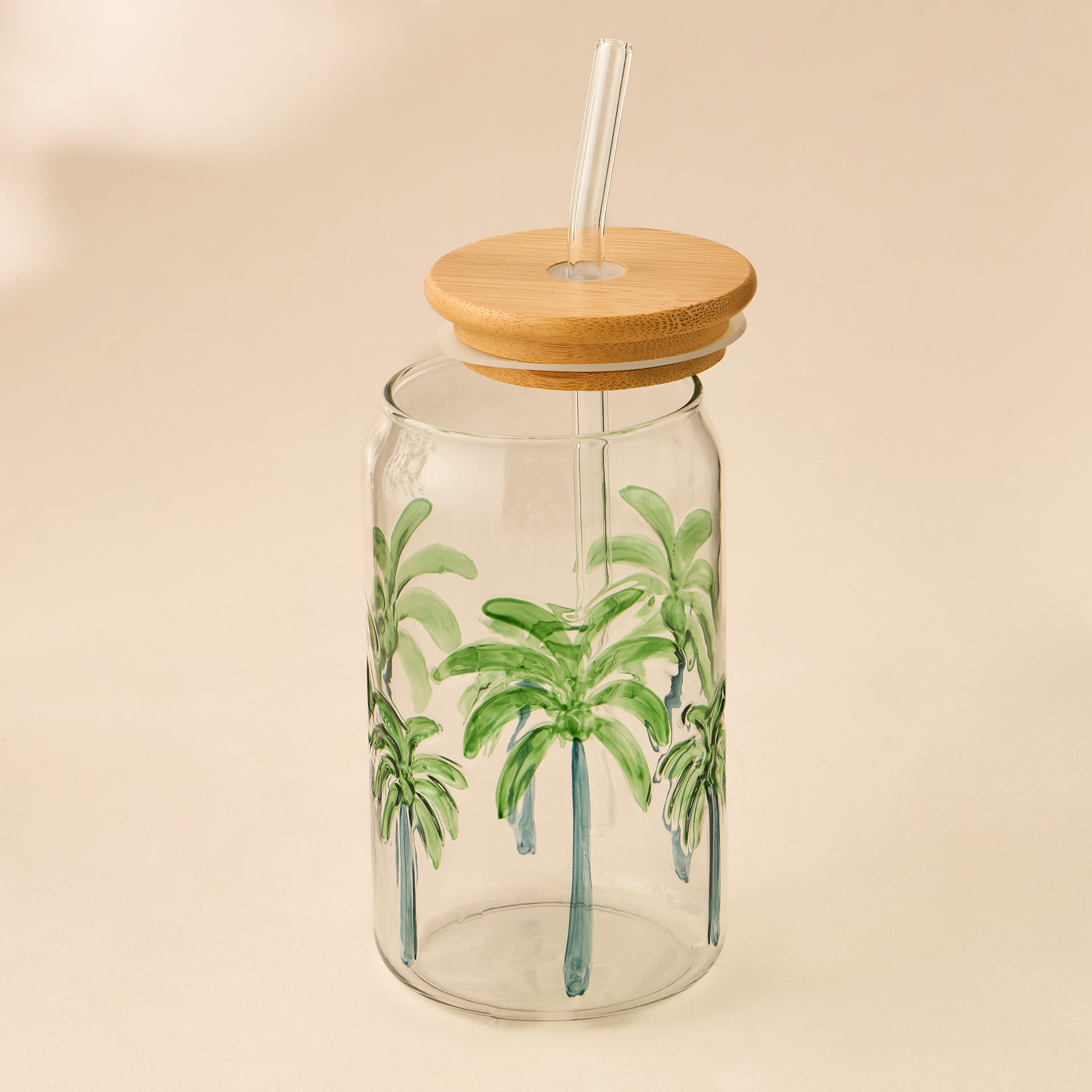Palm Tree Debossed Glass Sipper-household-dining-teaandcoffee-travelmugsandsippers-image-4