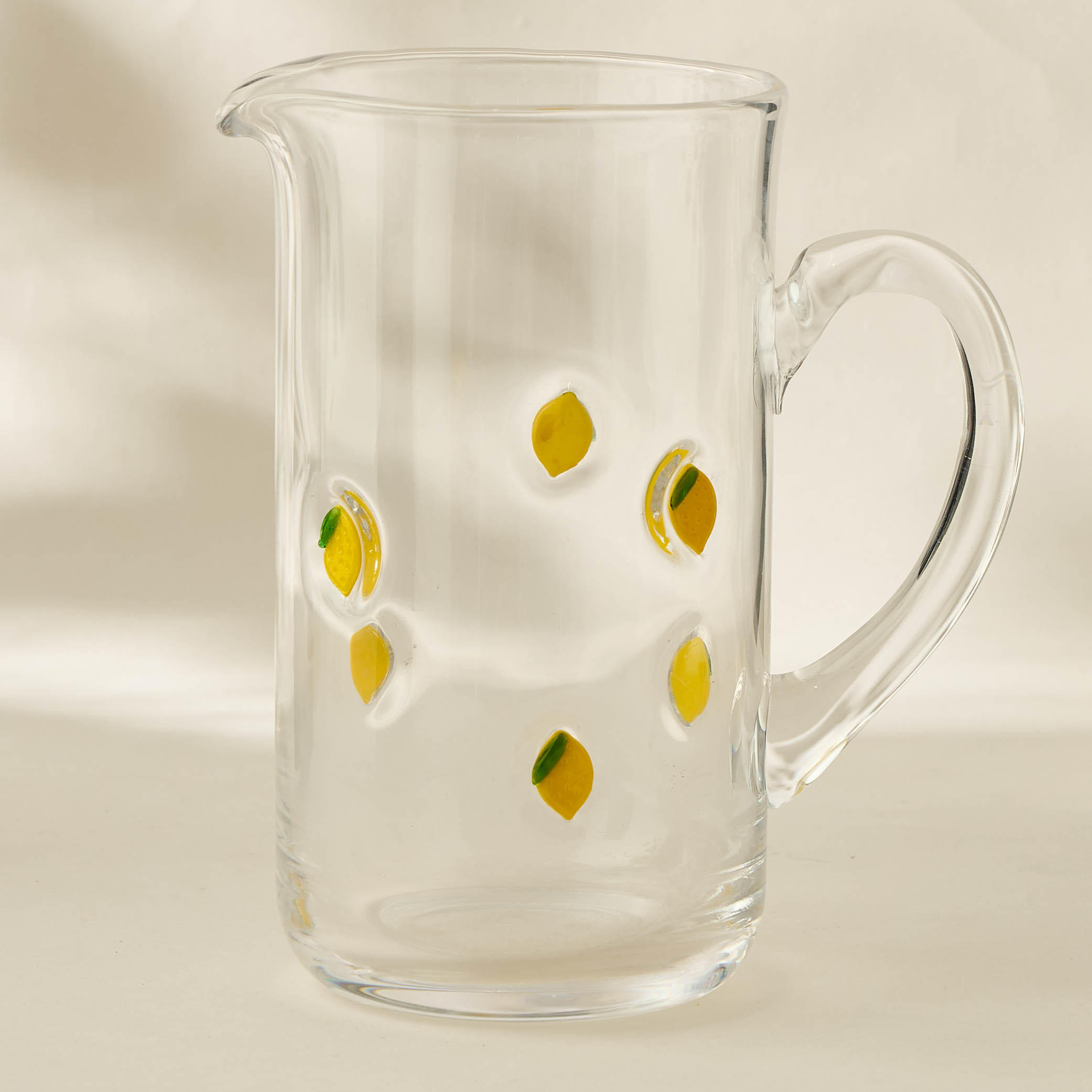 Lemon Accent Glass Pitcher- 1000 ml-household-dining-drinkserveware-jugsdecantersandcarafes-image-1