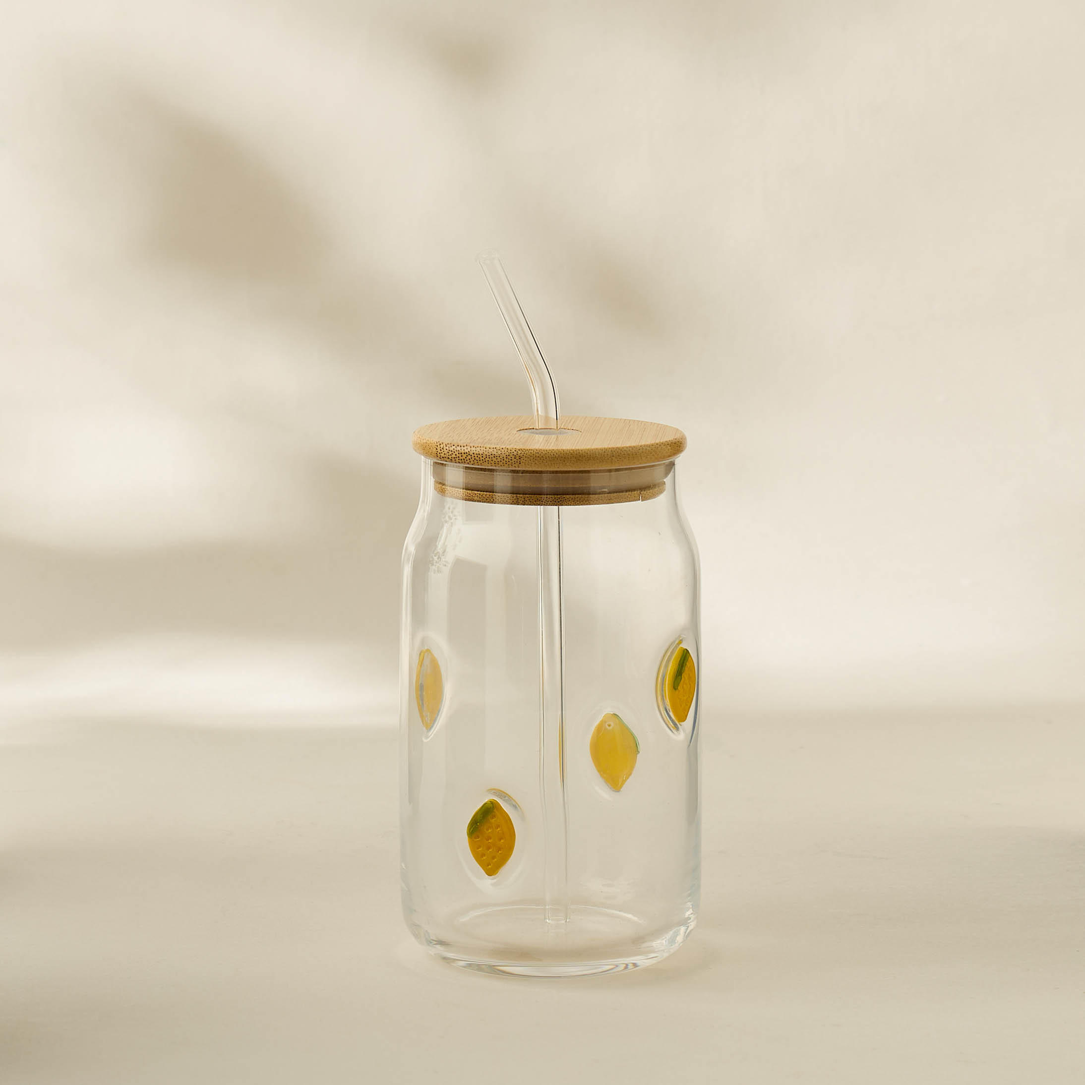 Lemon Accent Glass Sipper Bottle- 530 ml-household-dining-glassware-drinkingglasses-image-1